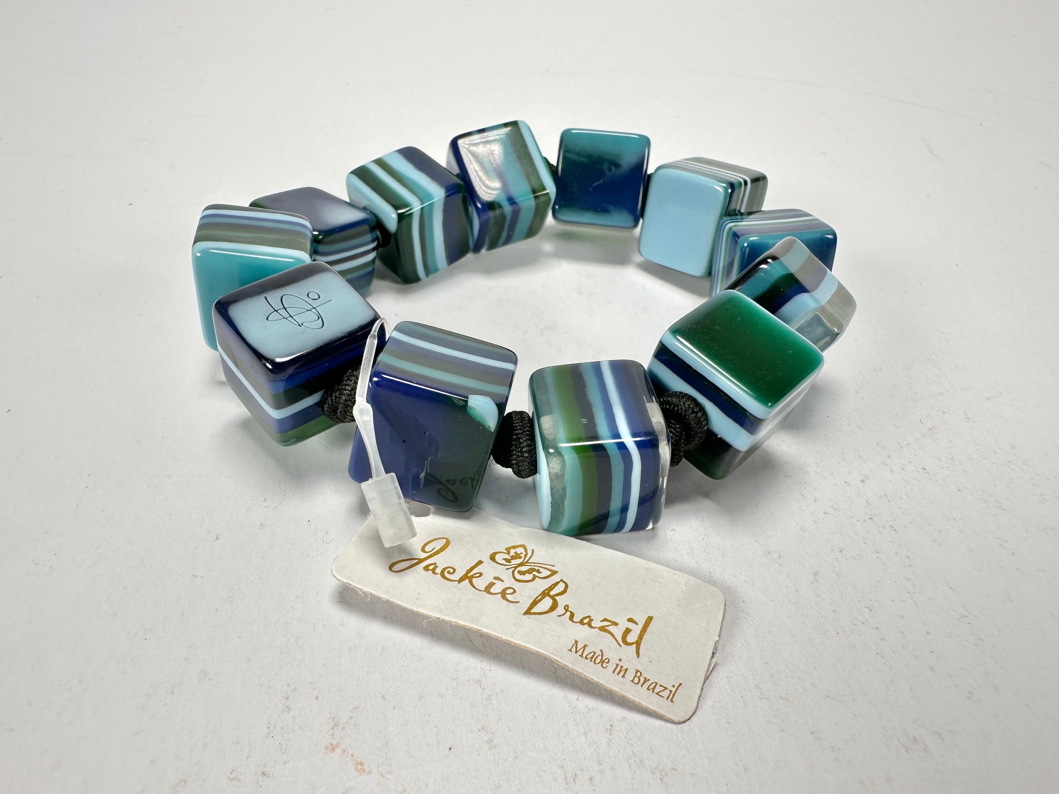 Jackie Brazil "POP" Liquorice Blue Mix Small Cubes Bracelet ( B0224 )