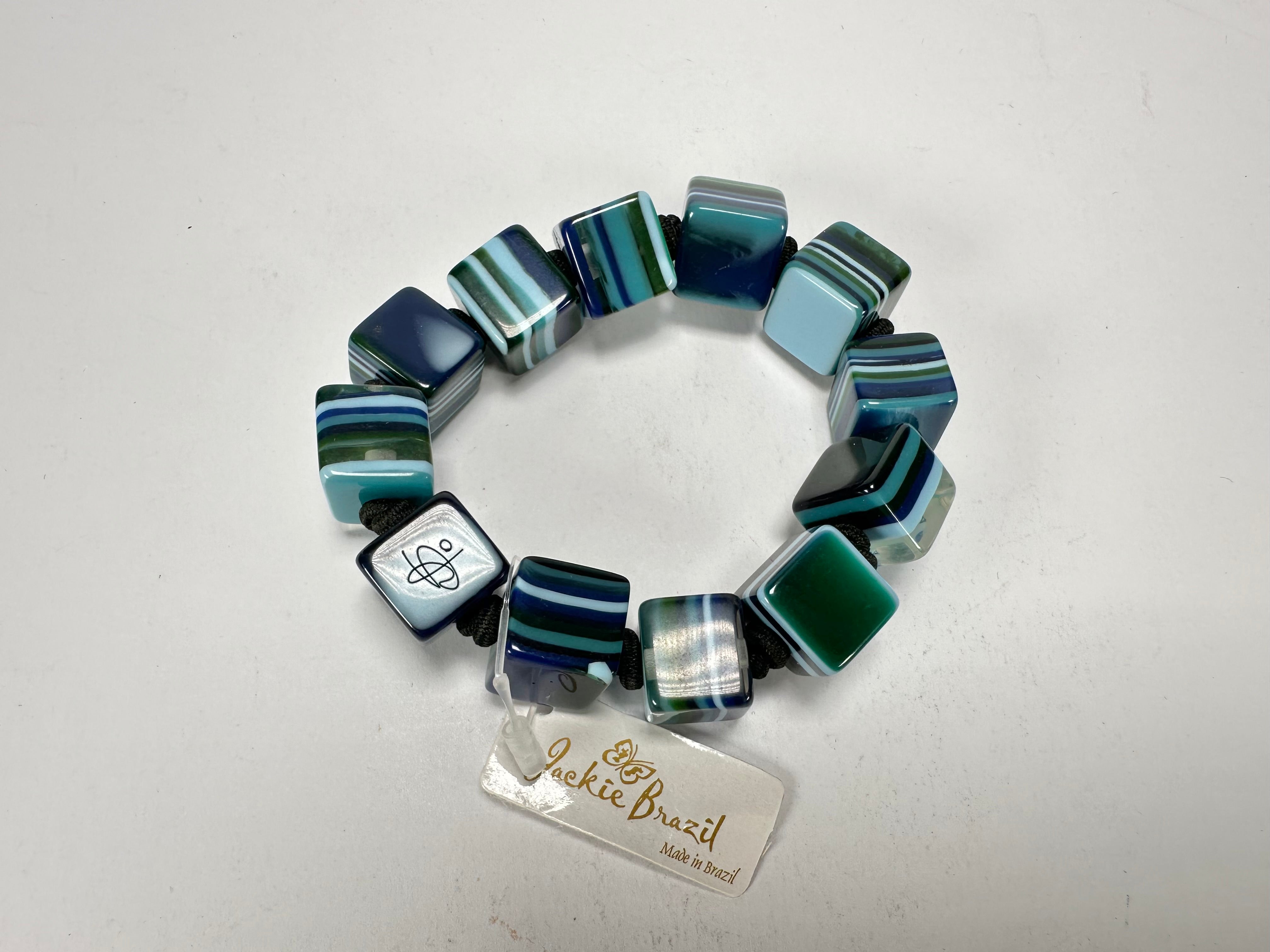 Jackie Brazil "POP" Liquorice Blue Mix Small Cubes Bracelet ( B0224 )