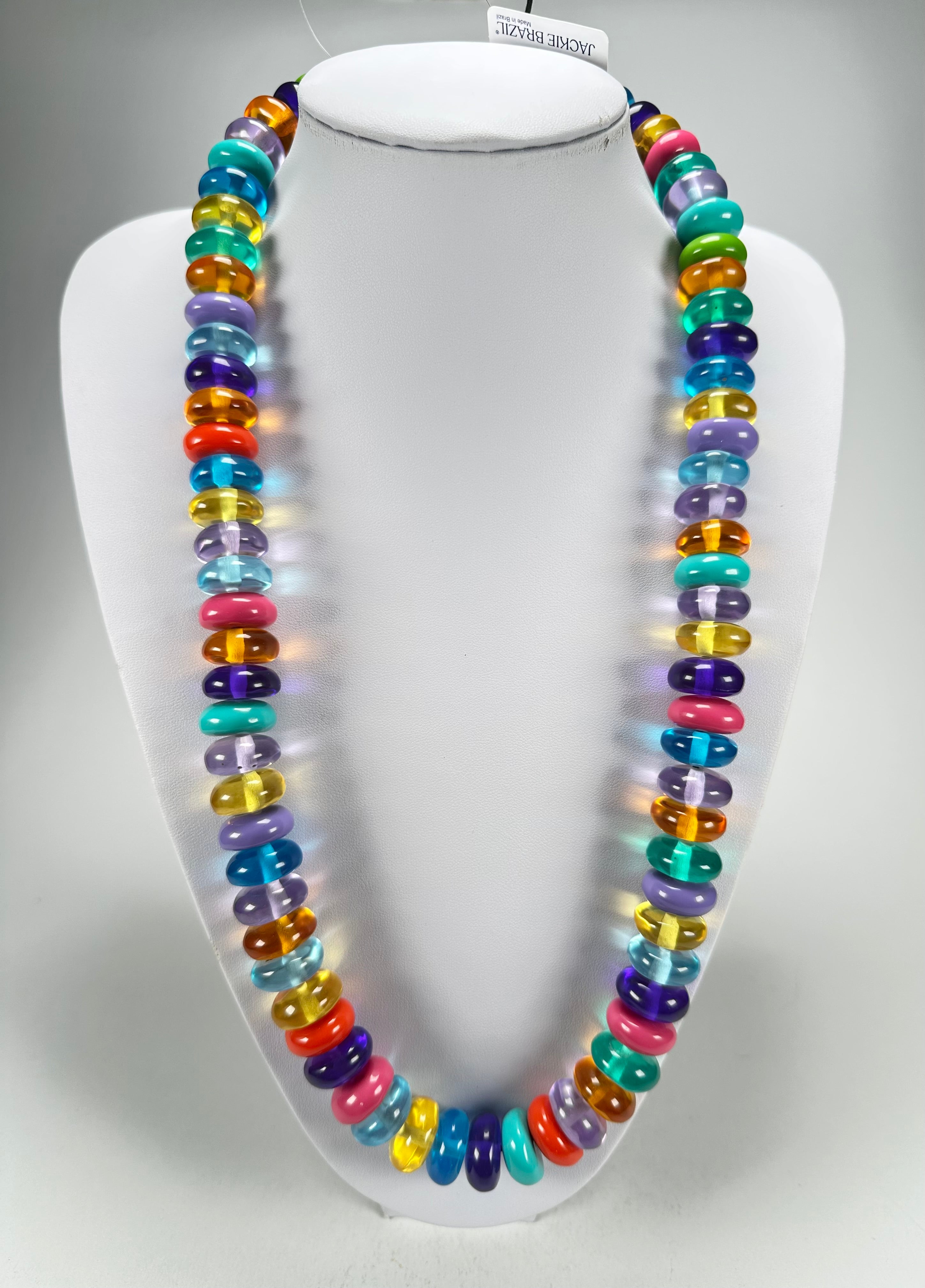 Jackie Brazil "Bela" Transparent Summer Mix Resin Mini Wheels 70cm Necklace ( N0043 )