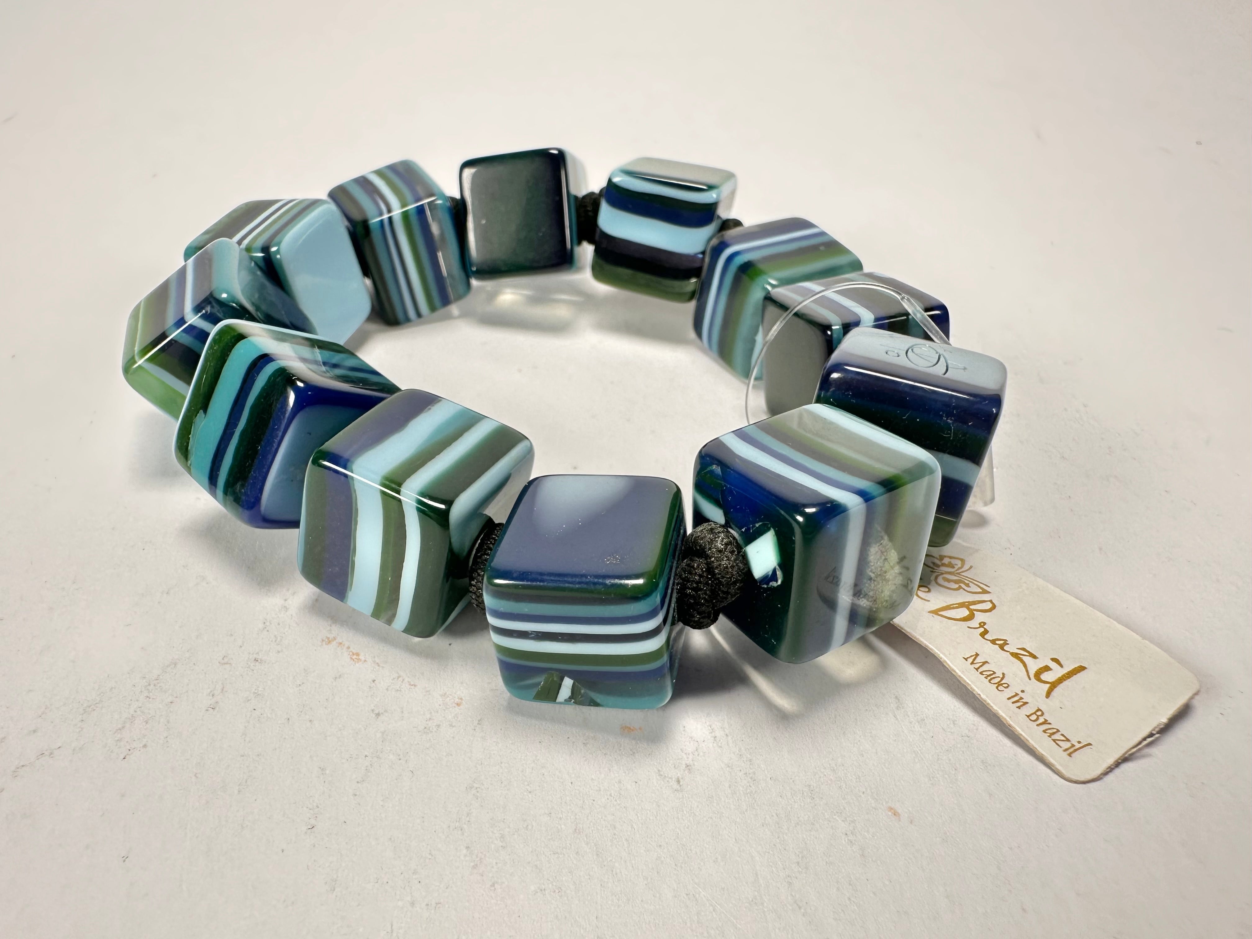 Jackie Brazil "POP" Liquorice Blue Mix Small Cubes Bracelet ( B0224 )