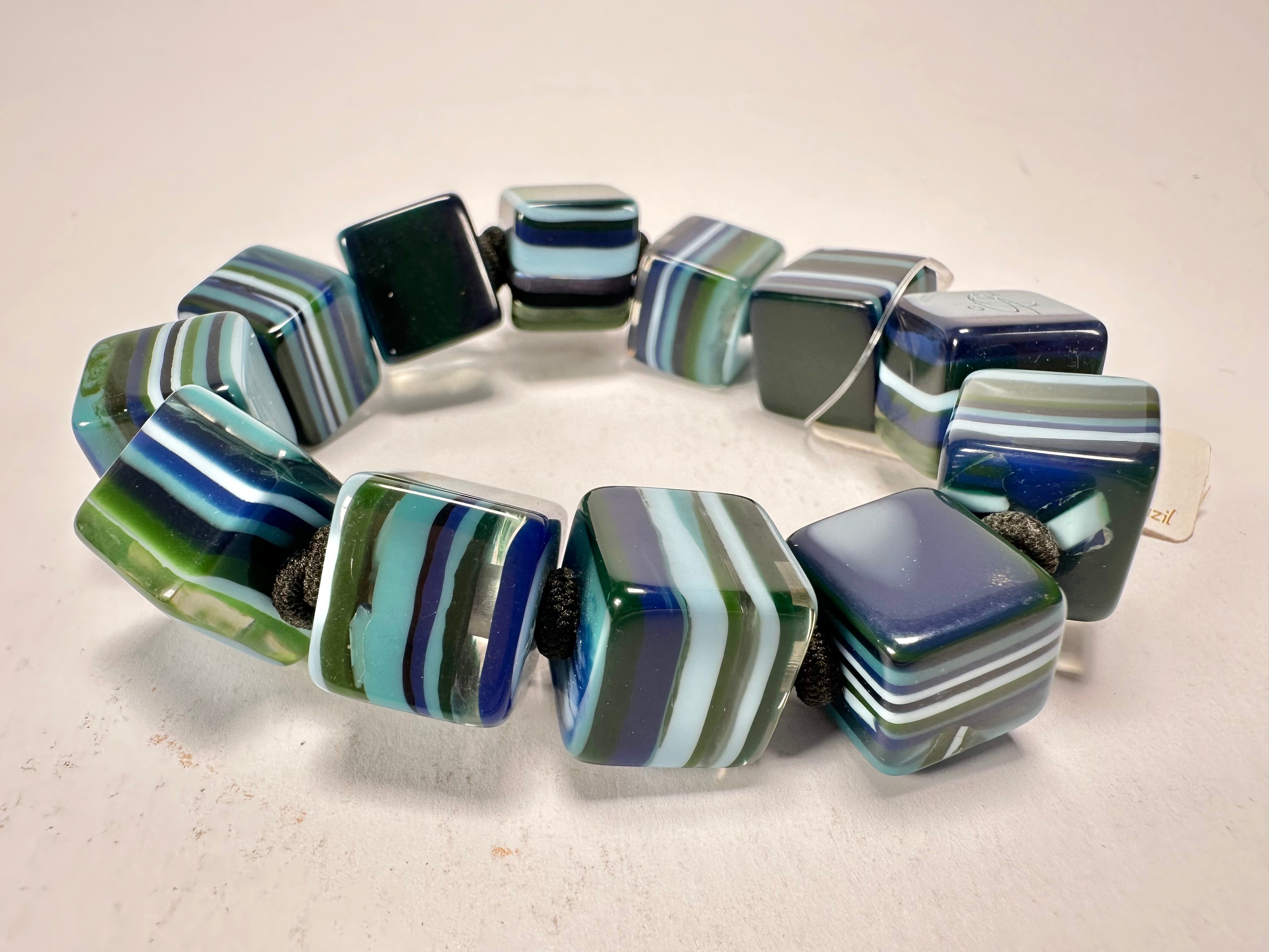 Jackie Brazil "POP" Liquorice Blue Mix Small Cubes Bracelet ( B0224 )
