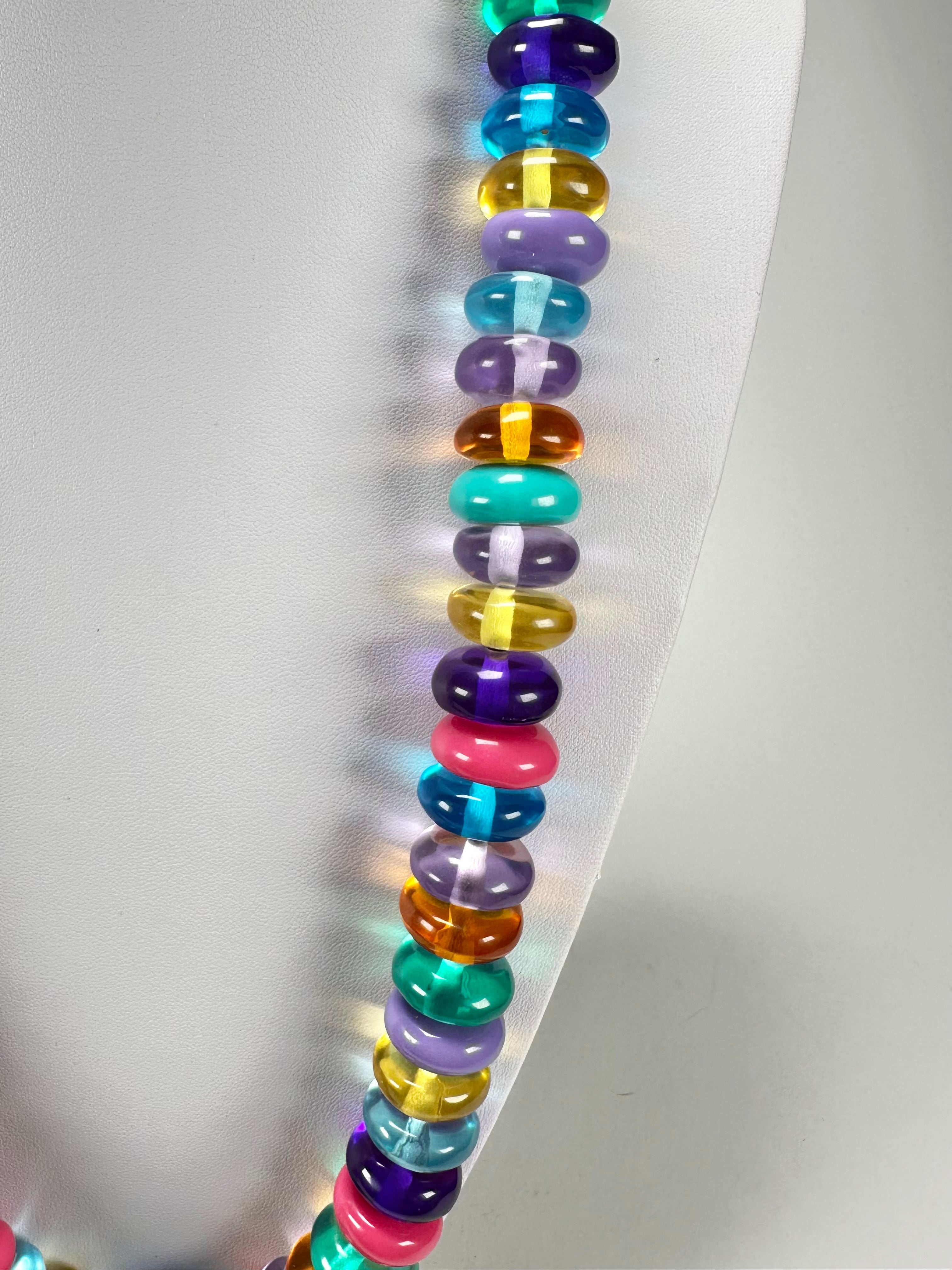 Jackie Brazil "Bela" Transparent Summer Mix Resin Mini Wheels 70cm Necklace ( N0043 )