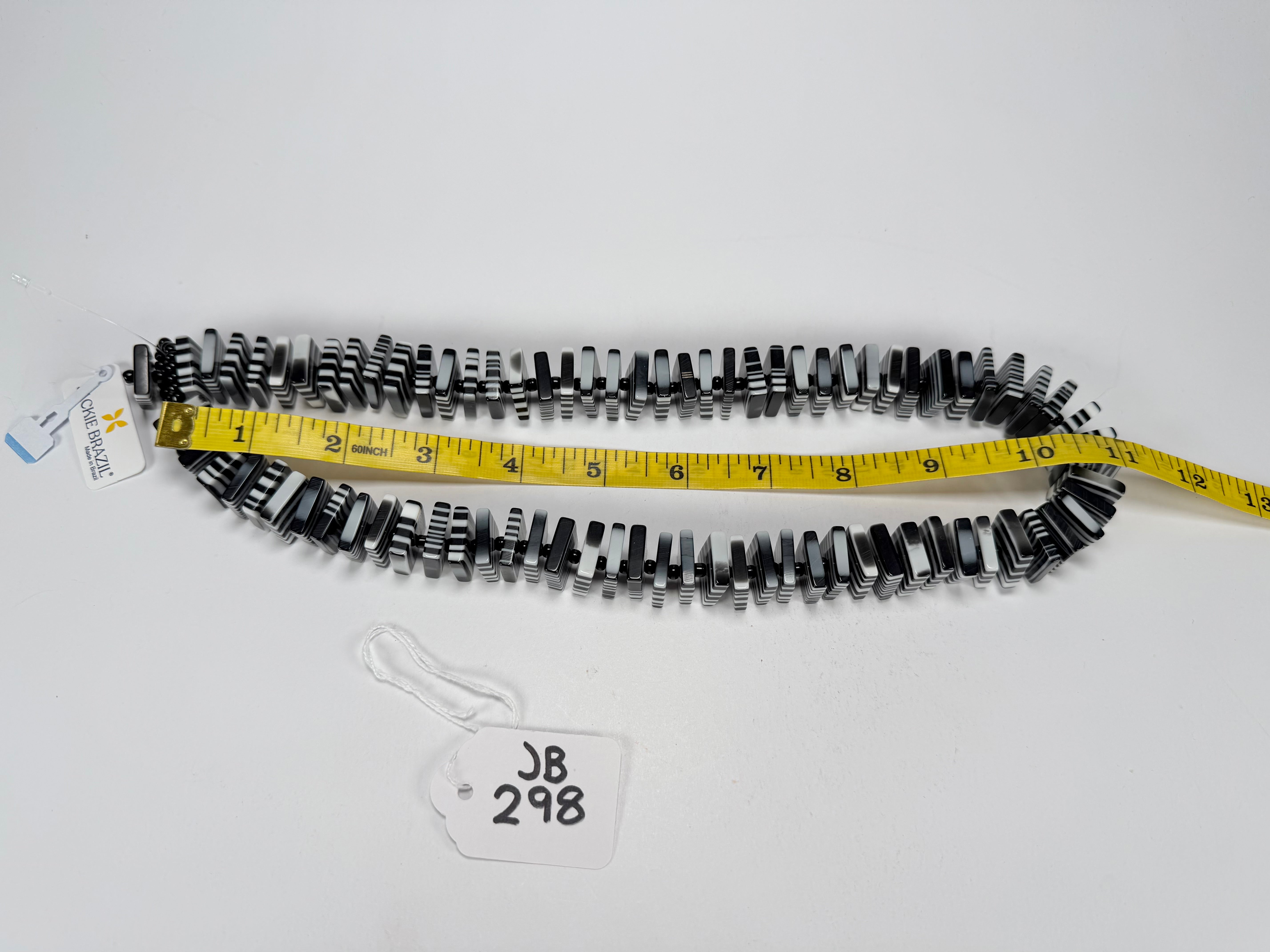 Jackie Brazil "Patricia" Liquorice Squares & Beads Black & White Mix 55cm Necklace ( N0025 )