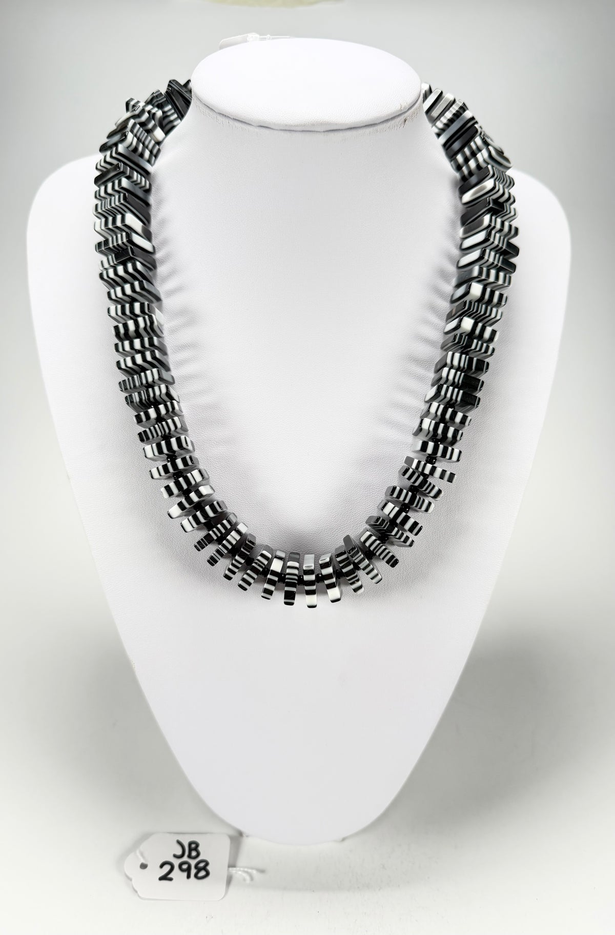 Jackie Brazil "Patricia" Liquorice Squares & Beads Black & White Mix 55cm Necklace ( N0025 )
