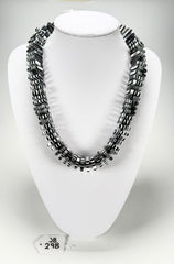 Jackie Brazil "Patricia" Liquorice Squares & Beads Black & White Mix 55cm Necklace ( N0025 )