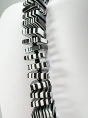 Jackie Brazil "Patricia" Liquorice Squares & Beads Black & White Mix 55cm Necklace ( N0025 )