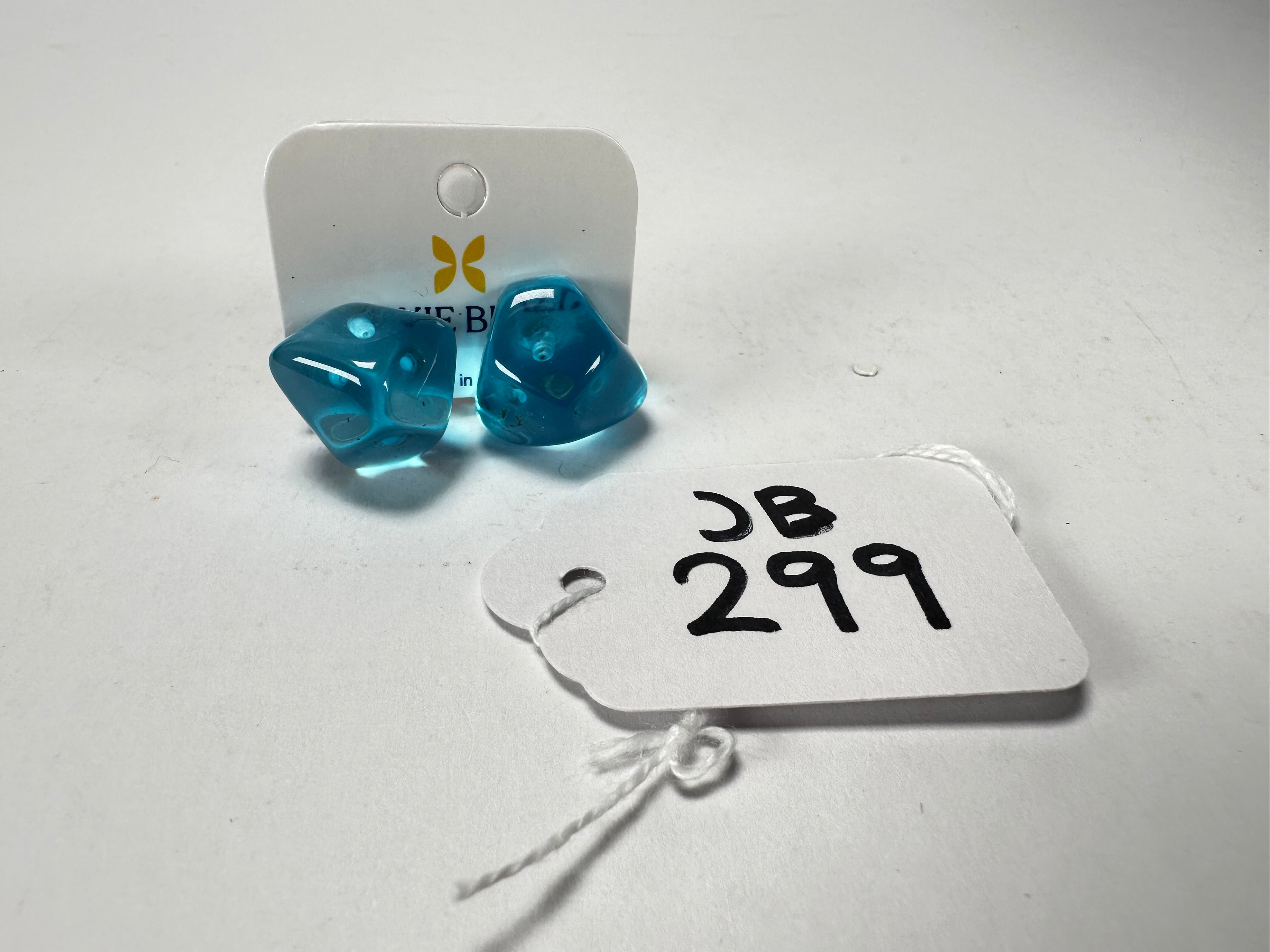 Jackie Brazil "Camille" Light Blue Transparent Abstract Resin Earrings ( E1053 )