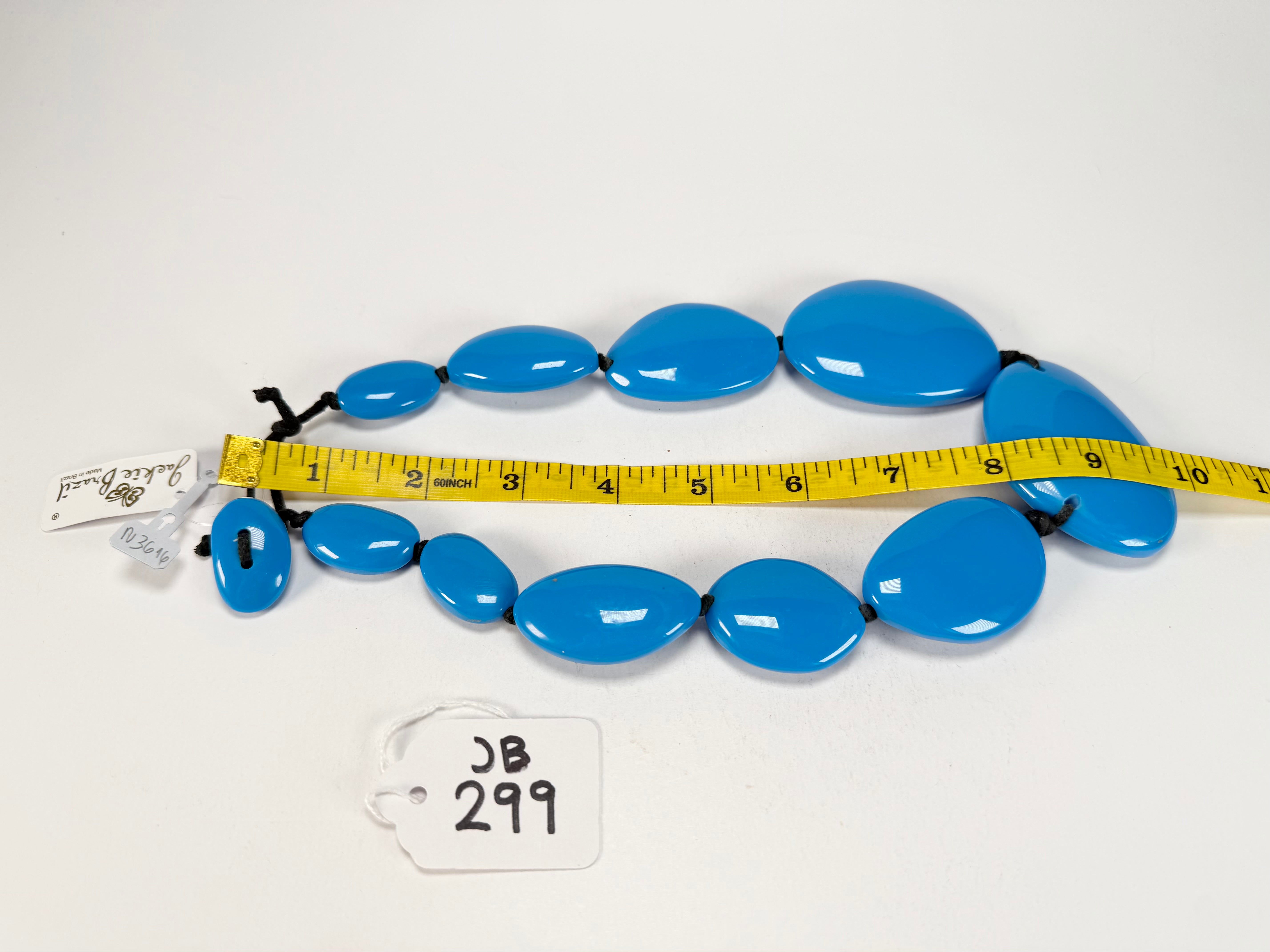 Jackie Brazil "Blue Gloss" Short Flat Riverstones 50cm Necklace ( N3616 )