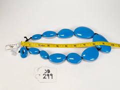 Jackie Brazil "Blue Gloss" Short Flat Riverstones 50cm Necklace ( N3616 )