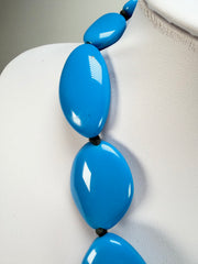 Jackie Brazil "Blue Gloss" Short Flat Riverstones 50cm Necklace ( N3616 )