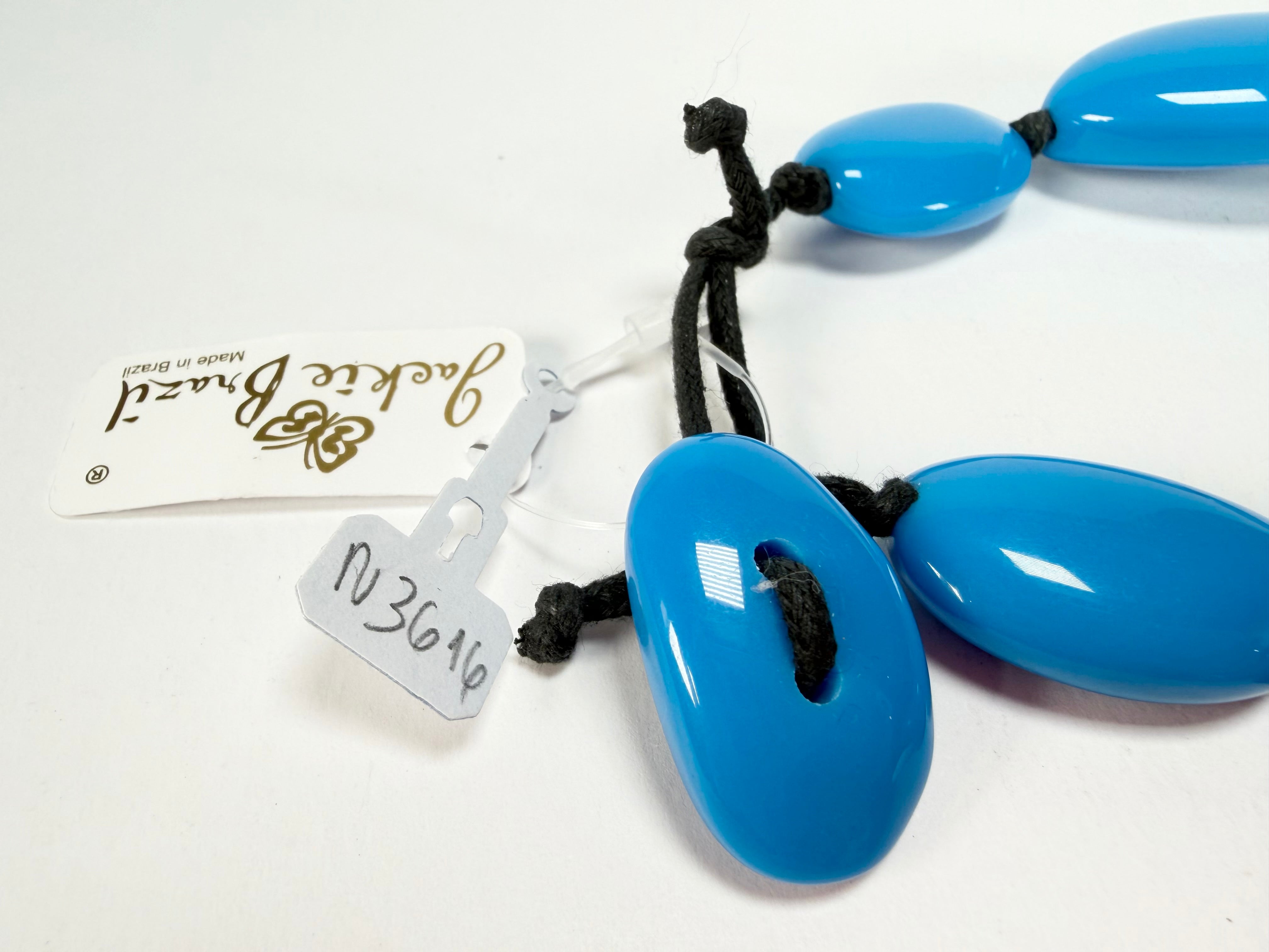 Jackie Brazil "Blue Gloss" Short Flat Riverstones 50cm Necklace ( N3616 )