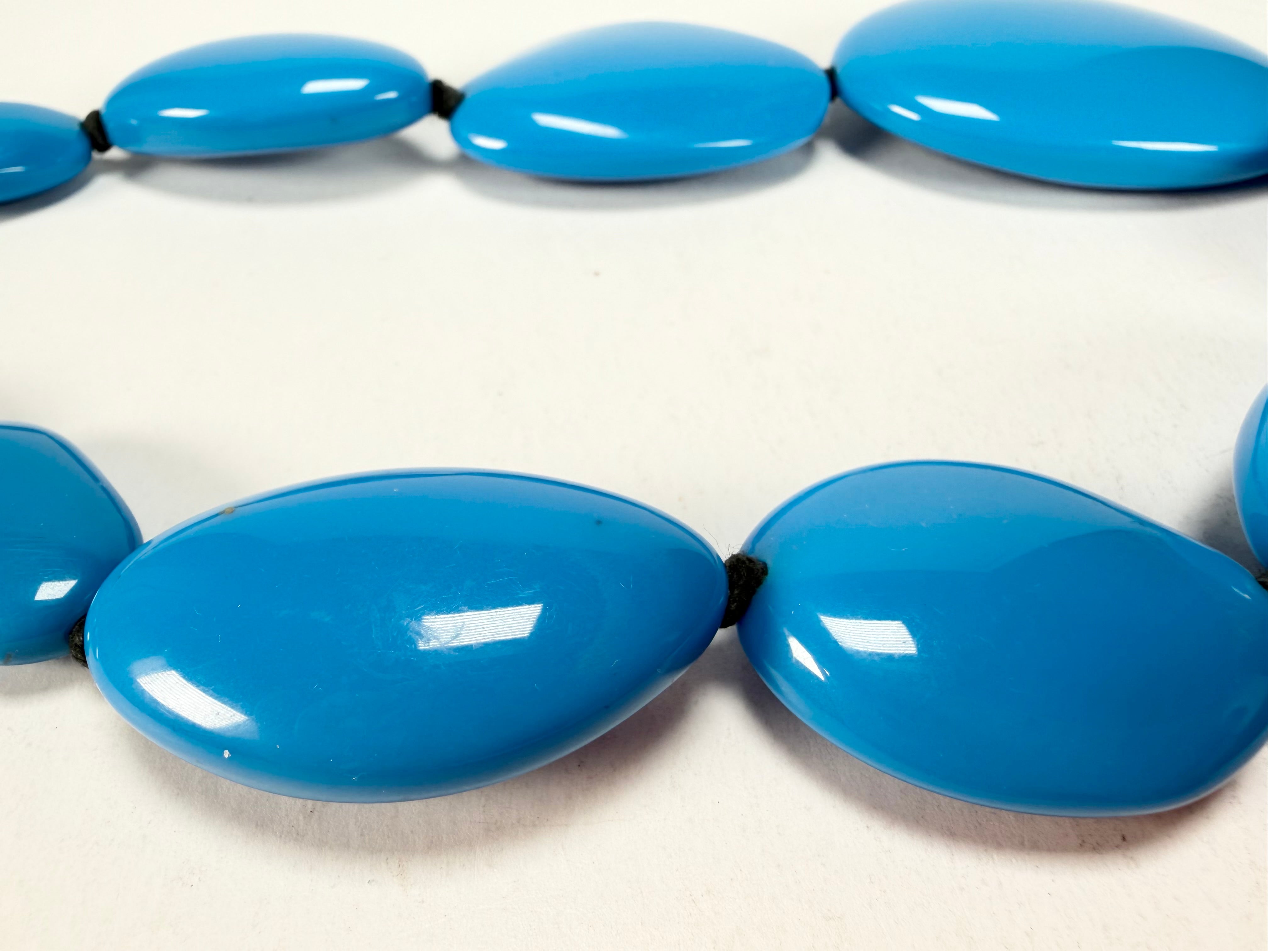 Jackie Brazil "Blue Gloss" Short Flat Riverstones 50cm Necklace ( N3616 )