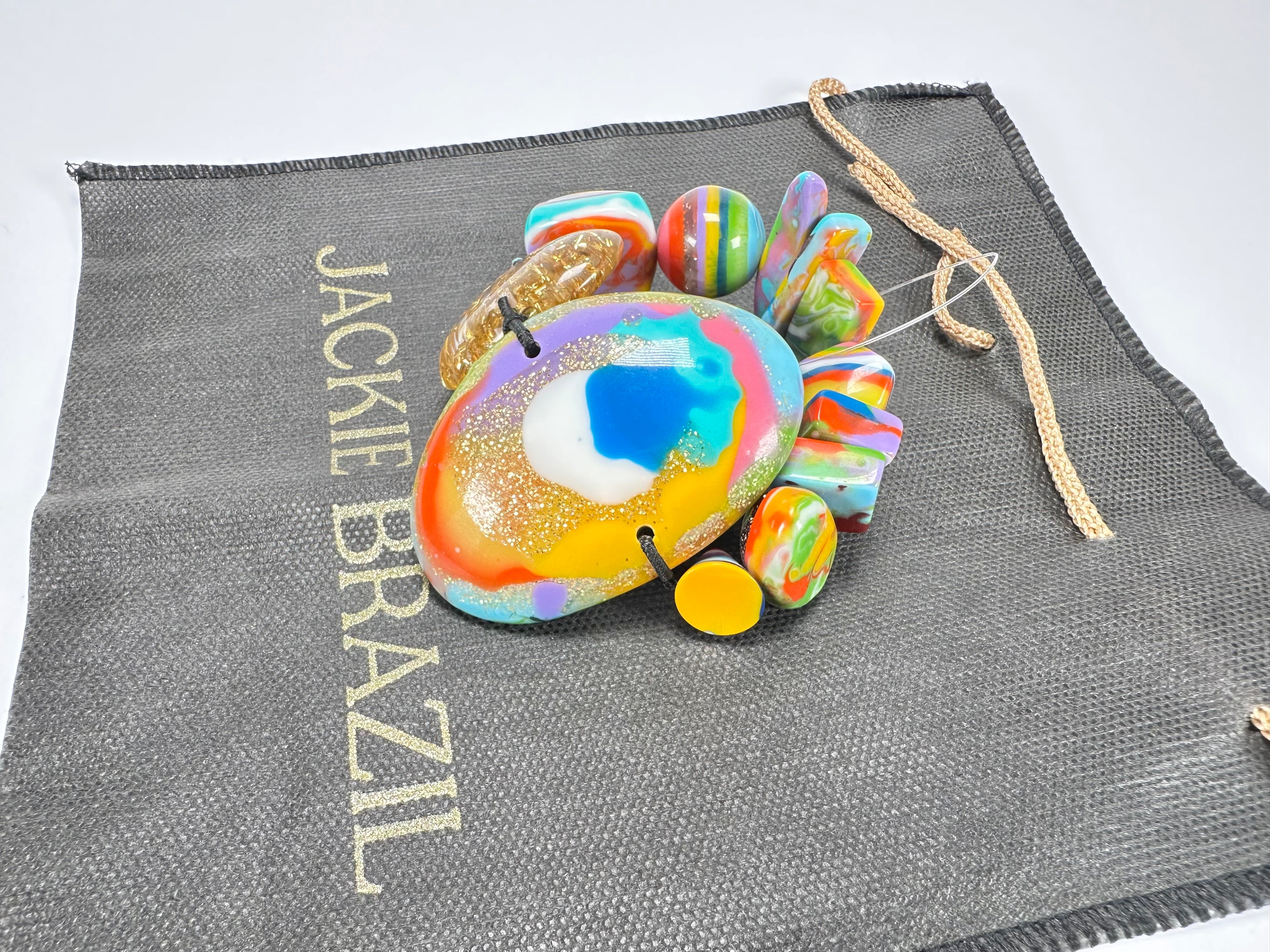 Jackie Brazil "Fusion" Mix Colours Multi Bead Resin Bracelet ( B0050 )