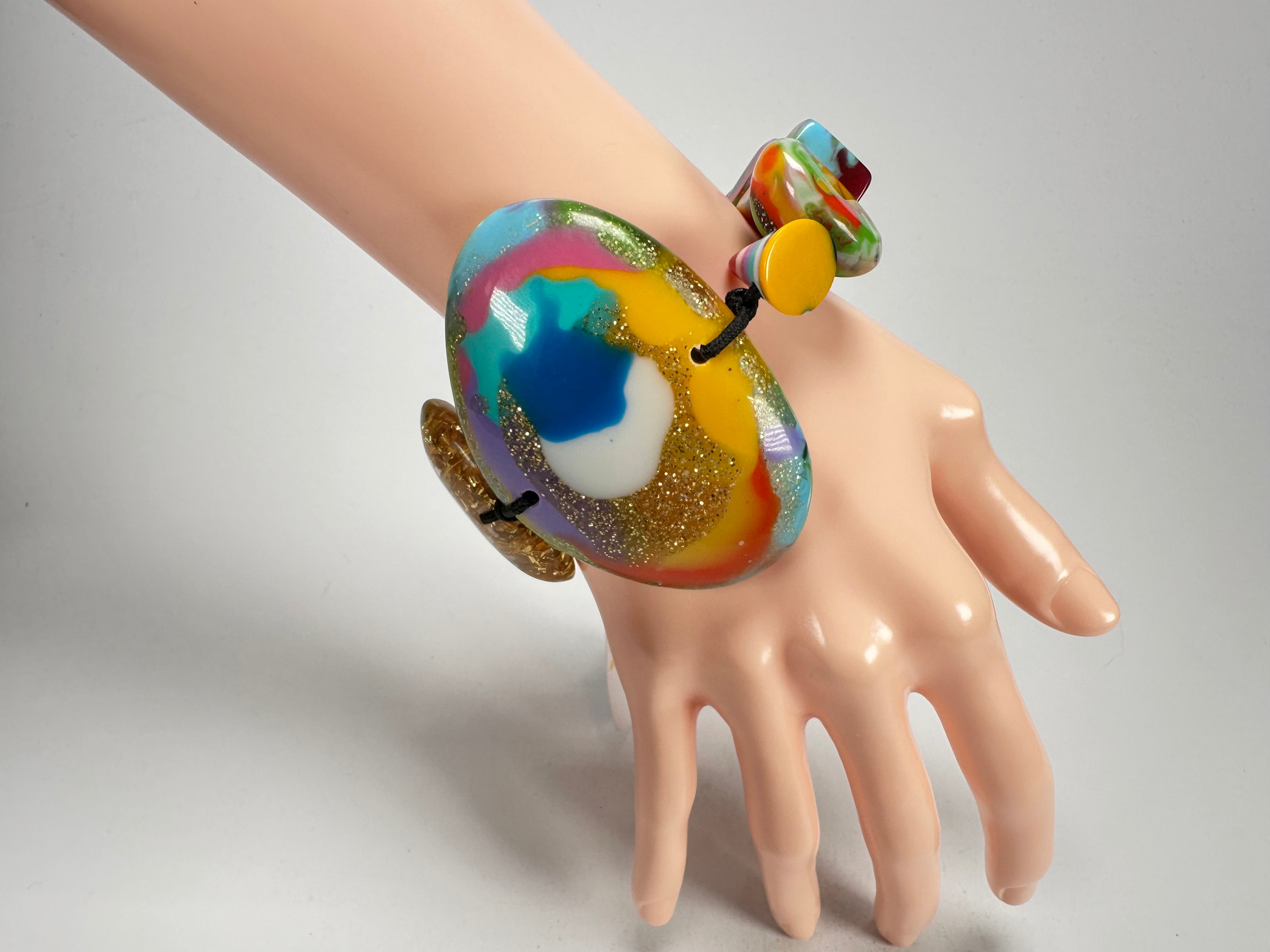 Jackie Brazil "Fusion" Mix Colours Multi Bead Resin Bracelet ( B0050 )