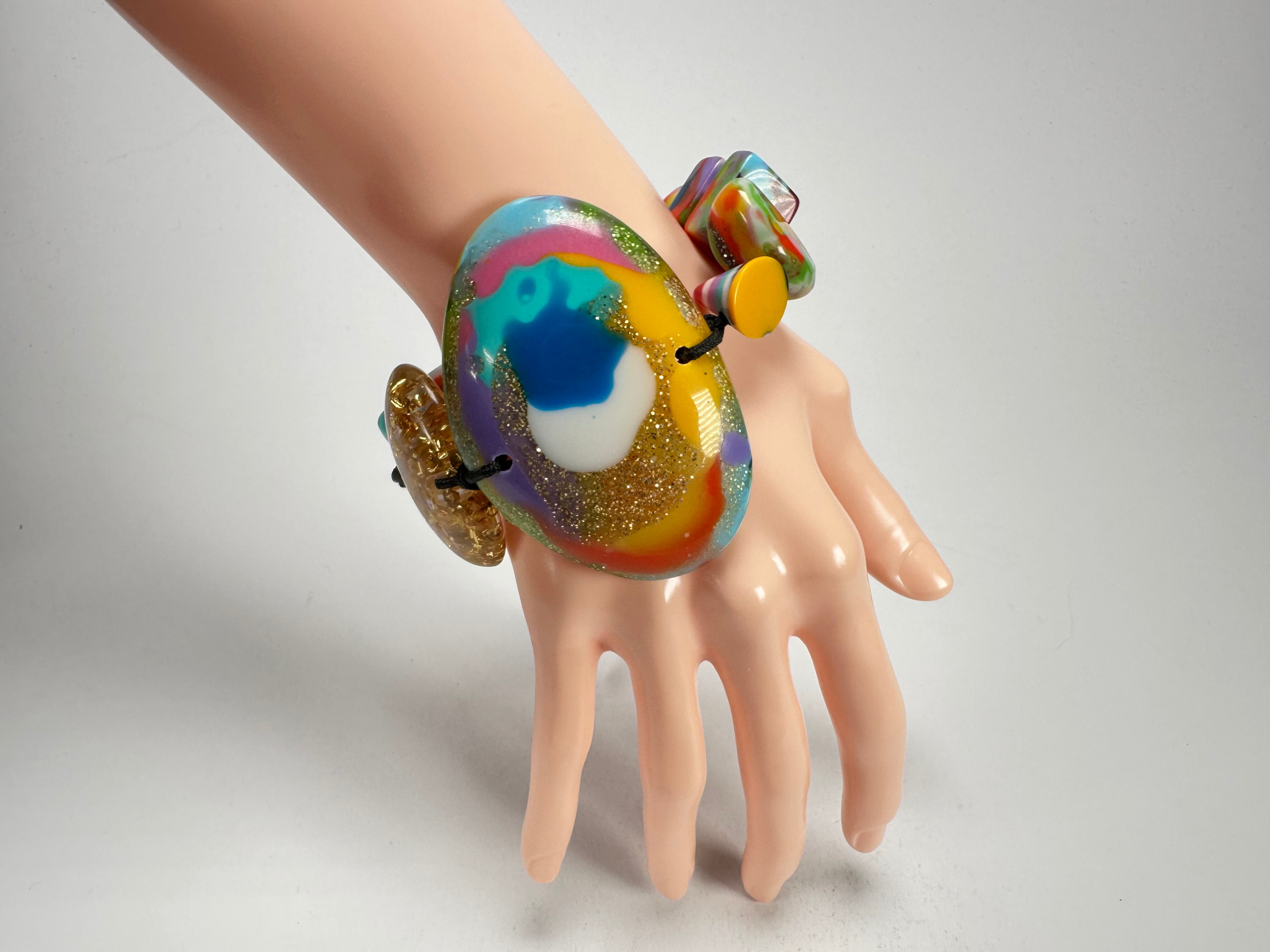 Jackie Brazil "Fusion" Mix Colours Multi Bead Resin Bracelet ( B0050 )