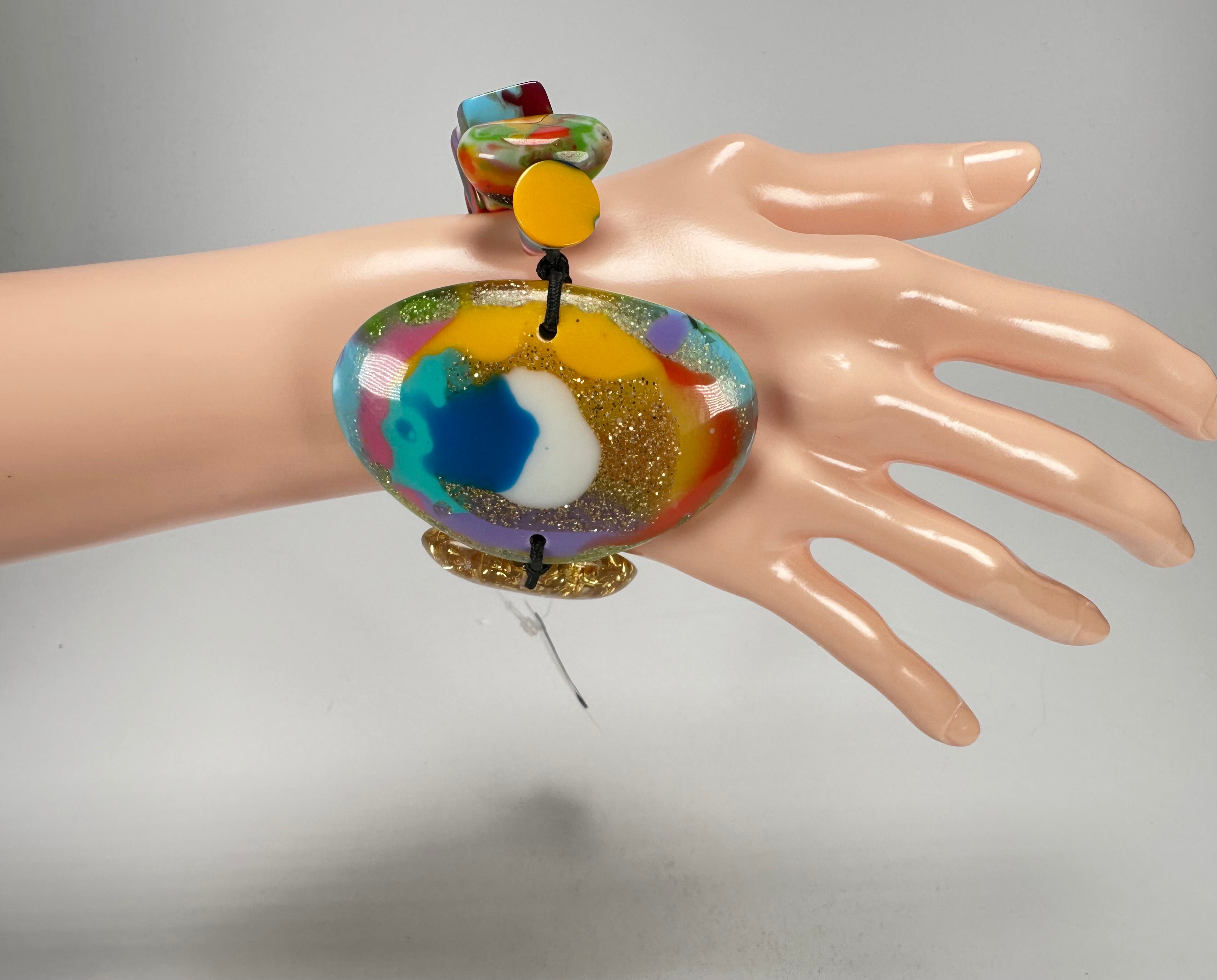 Jackie Brazil "Fusion" Mix Colours Multi Bead Resin Bracelet ( B0050 )