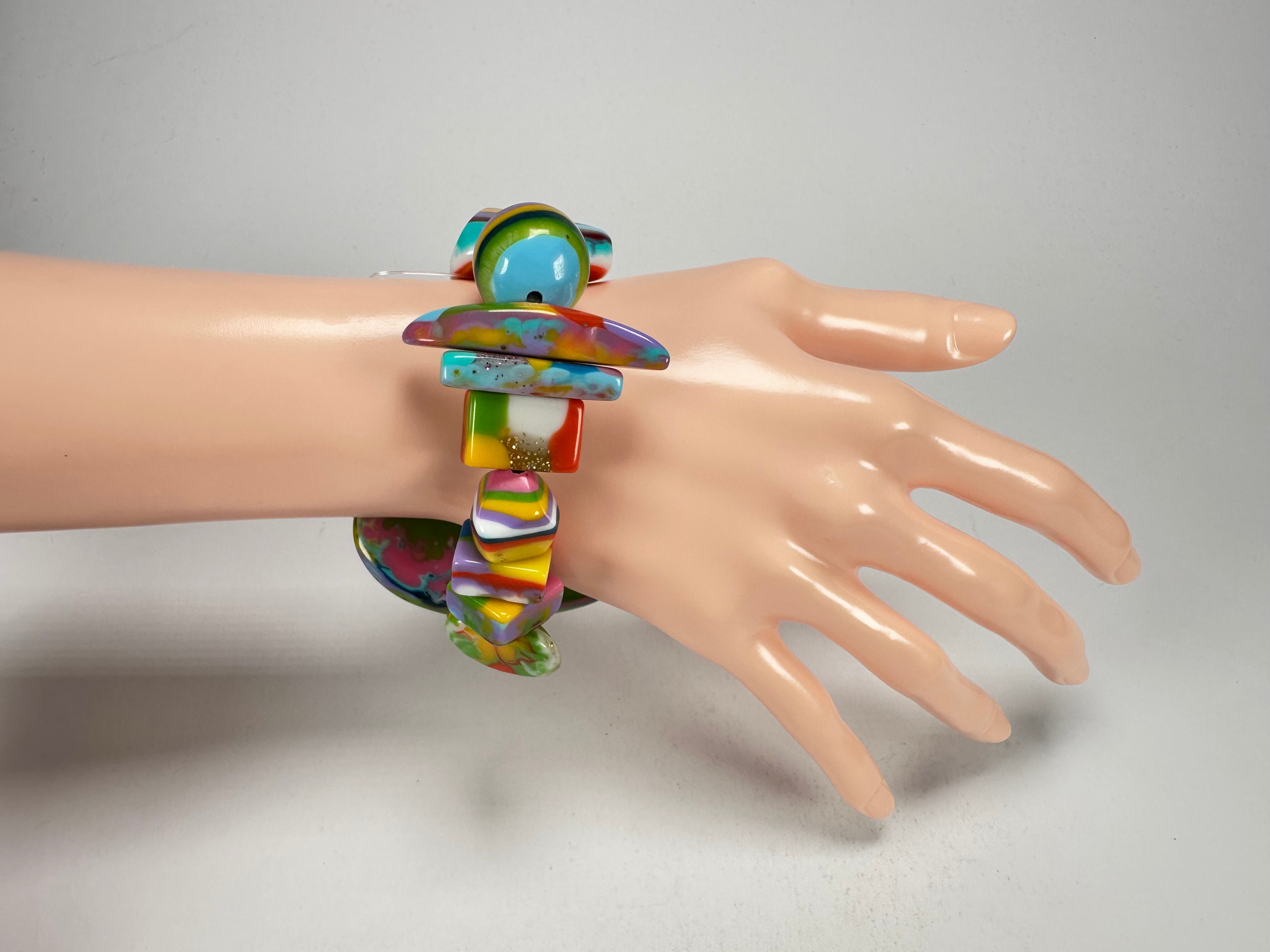 Jackie Brazil "Fusion" Mix Colours Multi Bead Resin Bracelet ( B0050 )