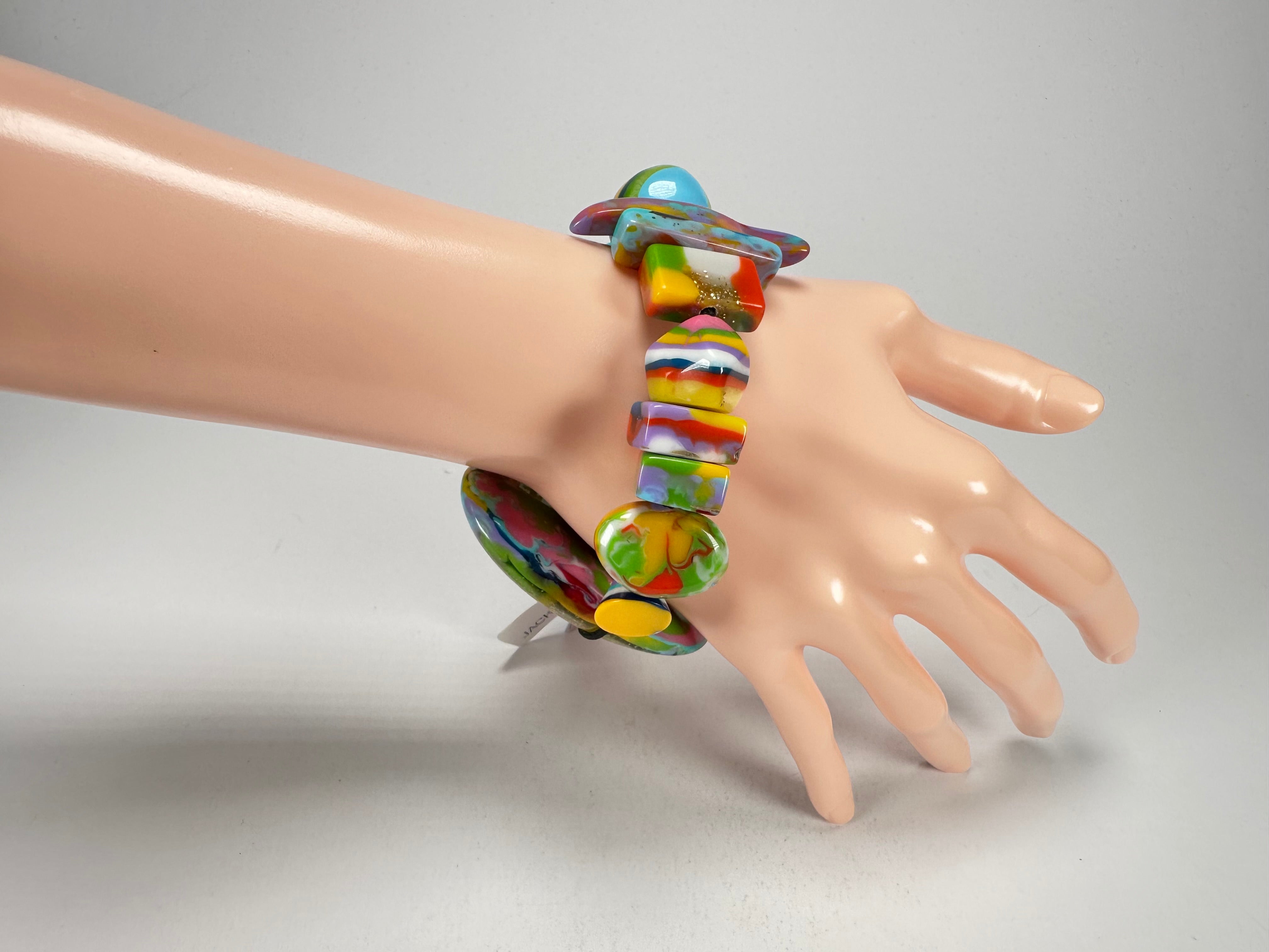 Jackie Brazil "Fusion" Mix Colours Multi Bead Resin Bracelet ( B0050 )