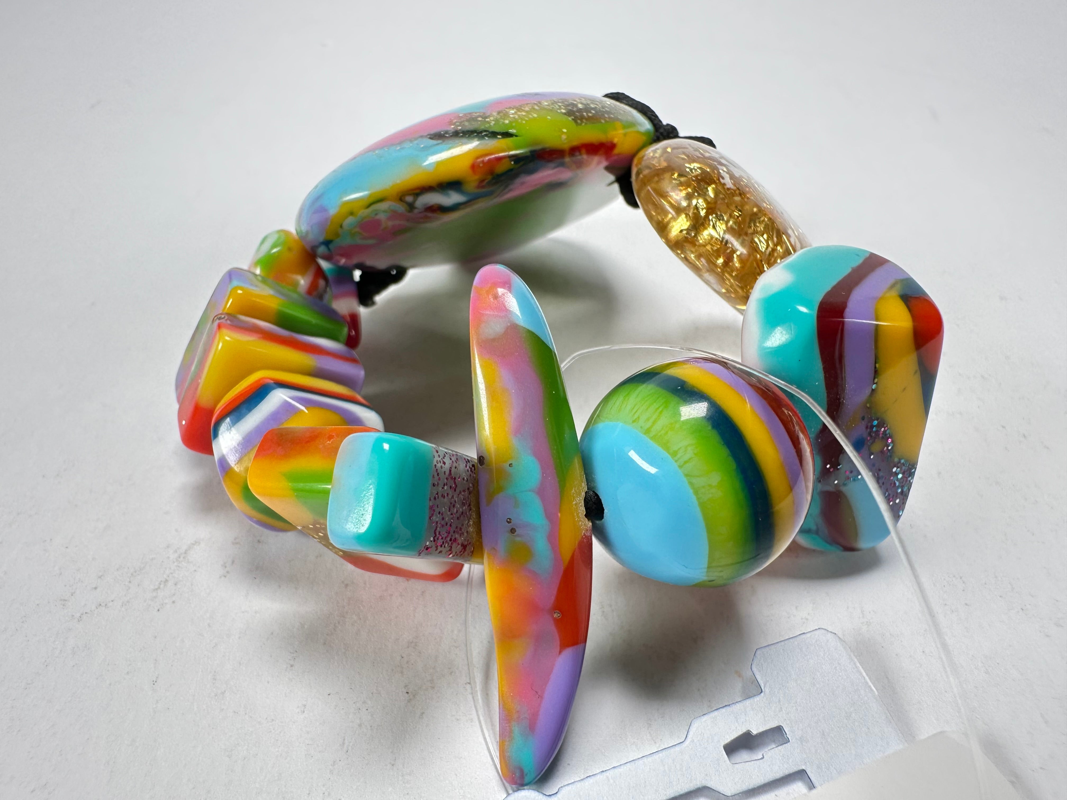 Jackie Brazil "Fusion" Mix Colours Multi Bead Resin Bracelet ( B0050 )