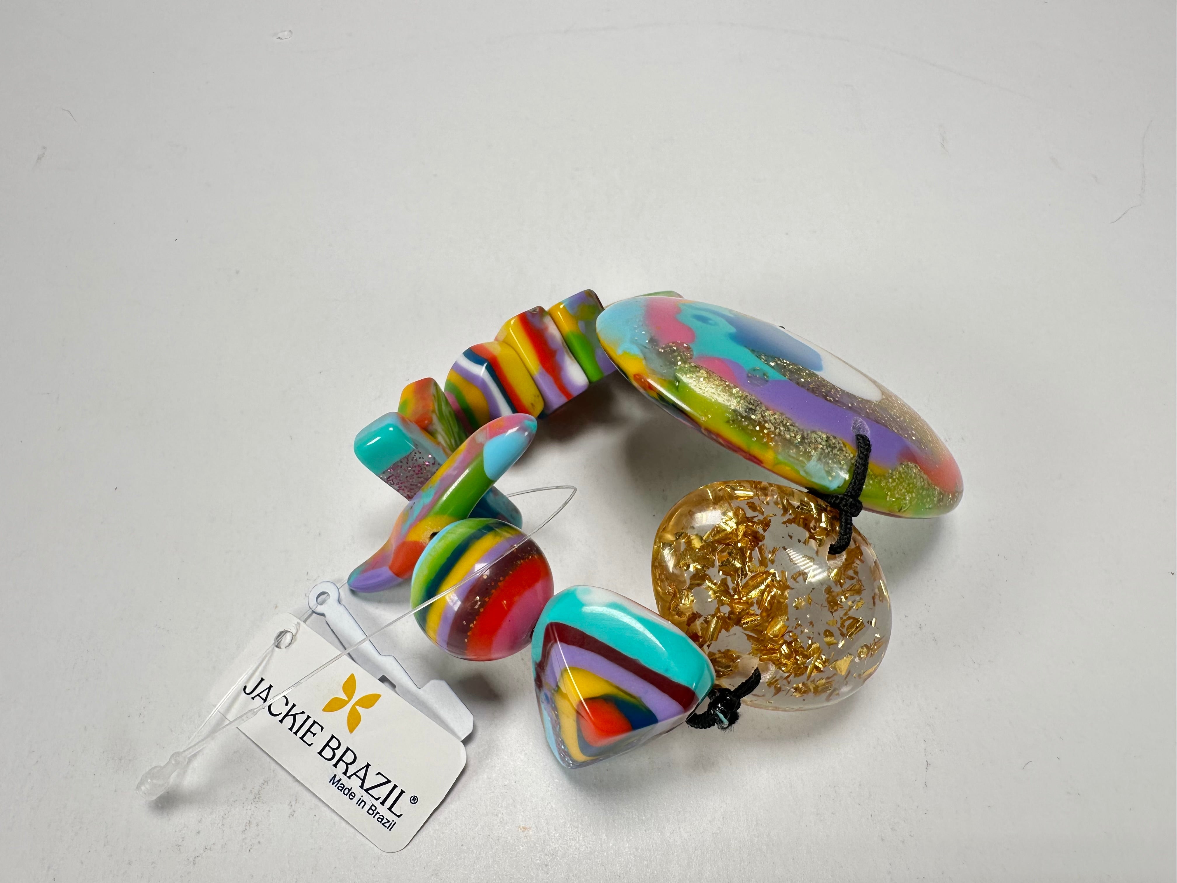 Jackie Brazil "Fusion" Mix Colours Multi Bead Resin Bracelet ( B0050 )