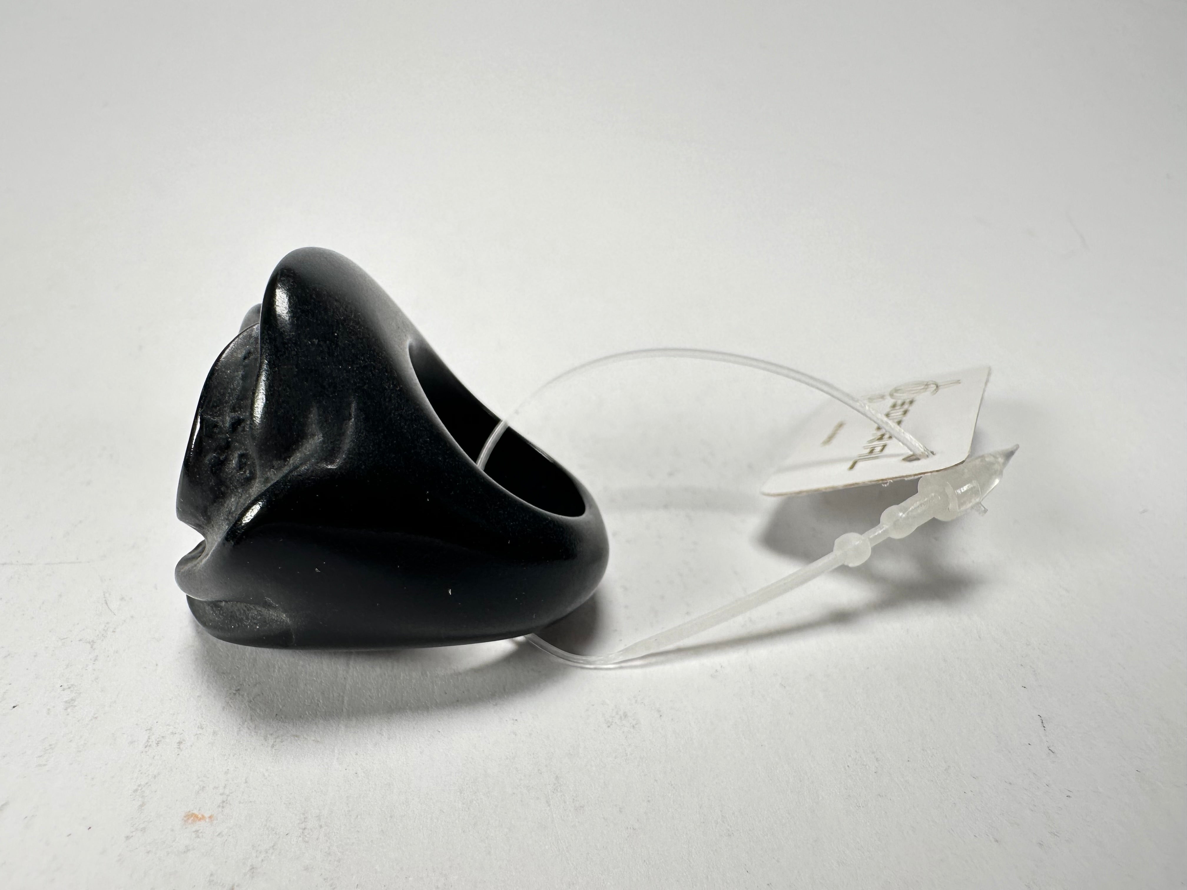 Jackie Brazil "Rose" Black Resin Rose Ring ( R0585 ) Size UK M / US 6