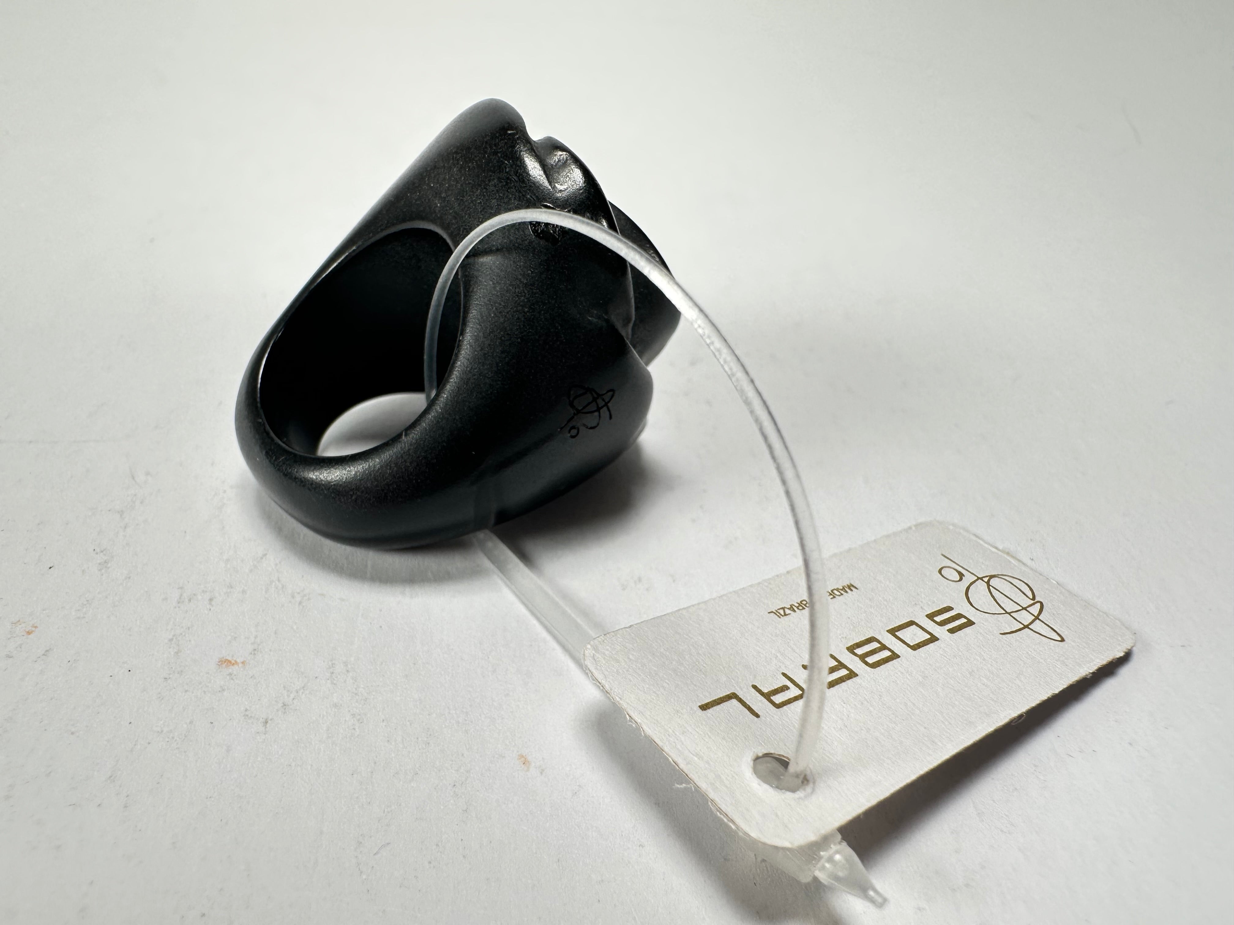 Jackie Brazil "Rose" Black Resin Rose Ring ( R0585 ) Size UK M / US 6