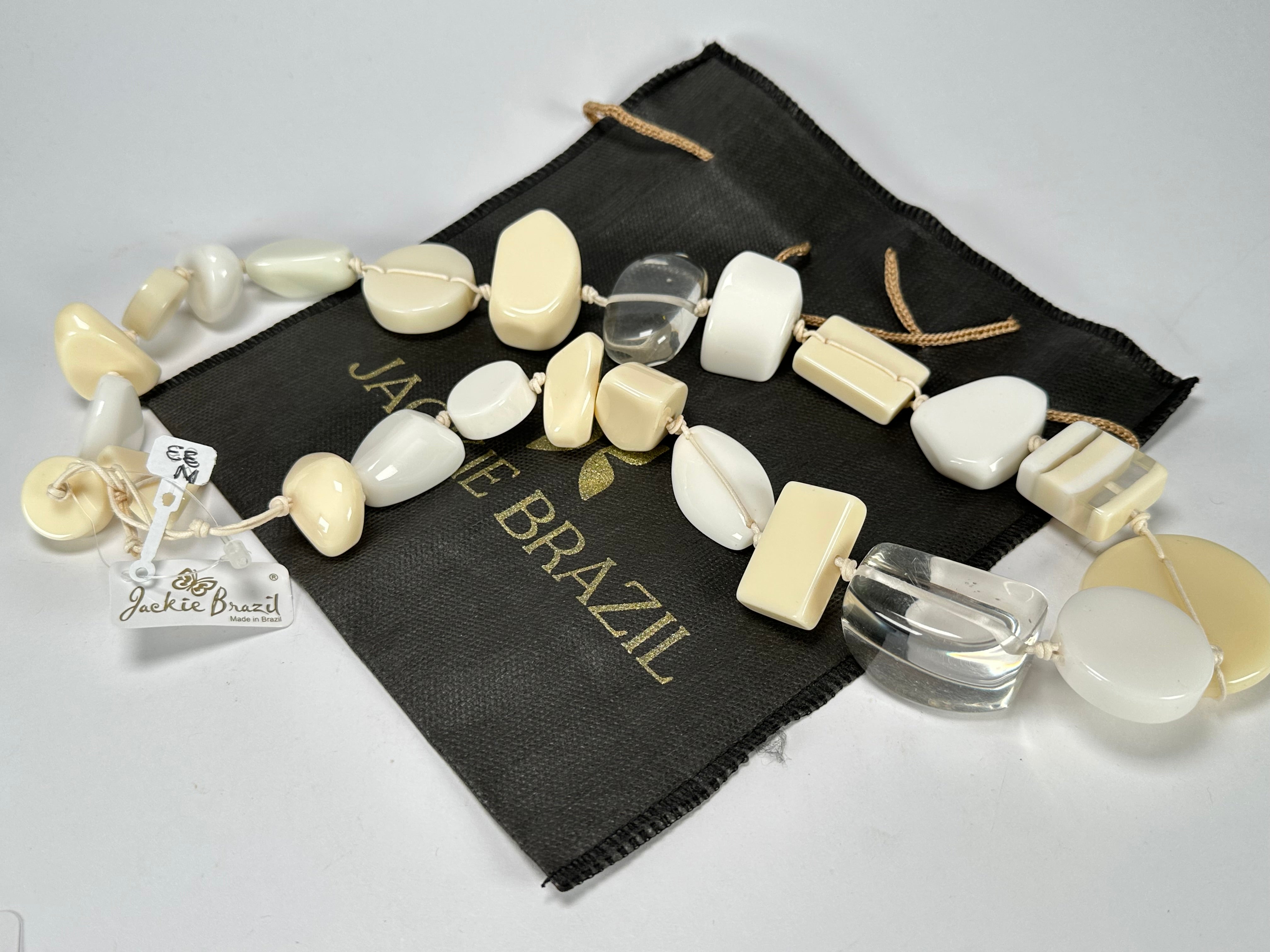 Jackie Brazil "Indiana" Cream Mix Multi-Bead Medium Resin 70cm Necklace ( N0033 )