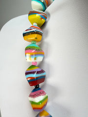 Jackie Brazil "Camille" Liquorice Stripes x Kandinsky Small Stones 70cm Necklace ( N0075 )