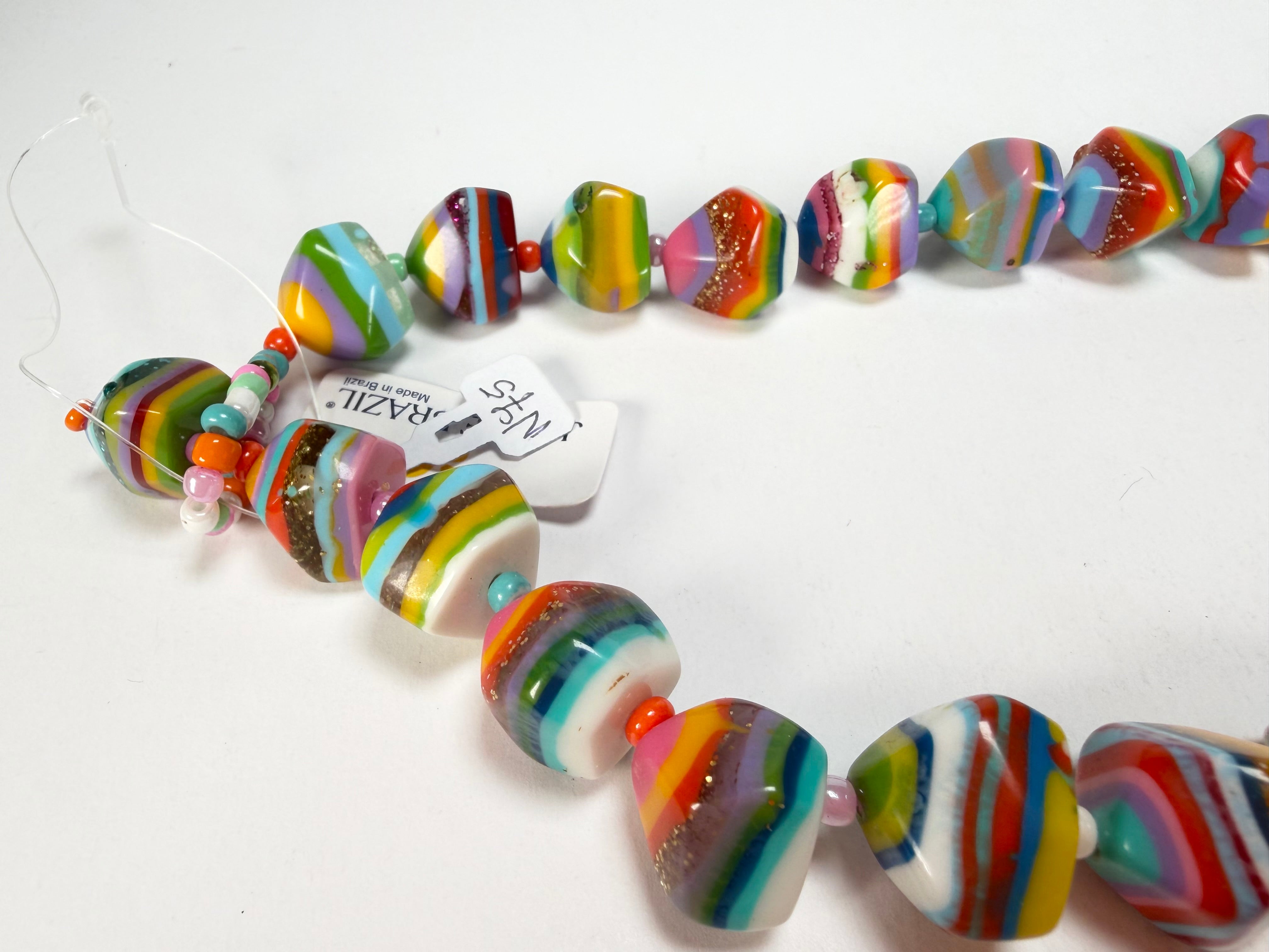 Jackie Brazil "Camille" Liquorice Stripes x Kandinsky Small Stones 70cm Necklace ( N0075 )
