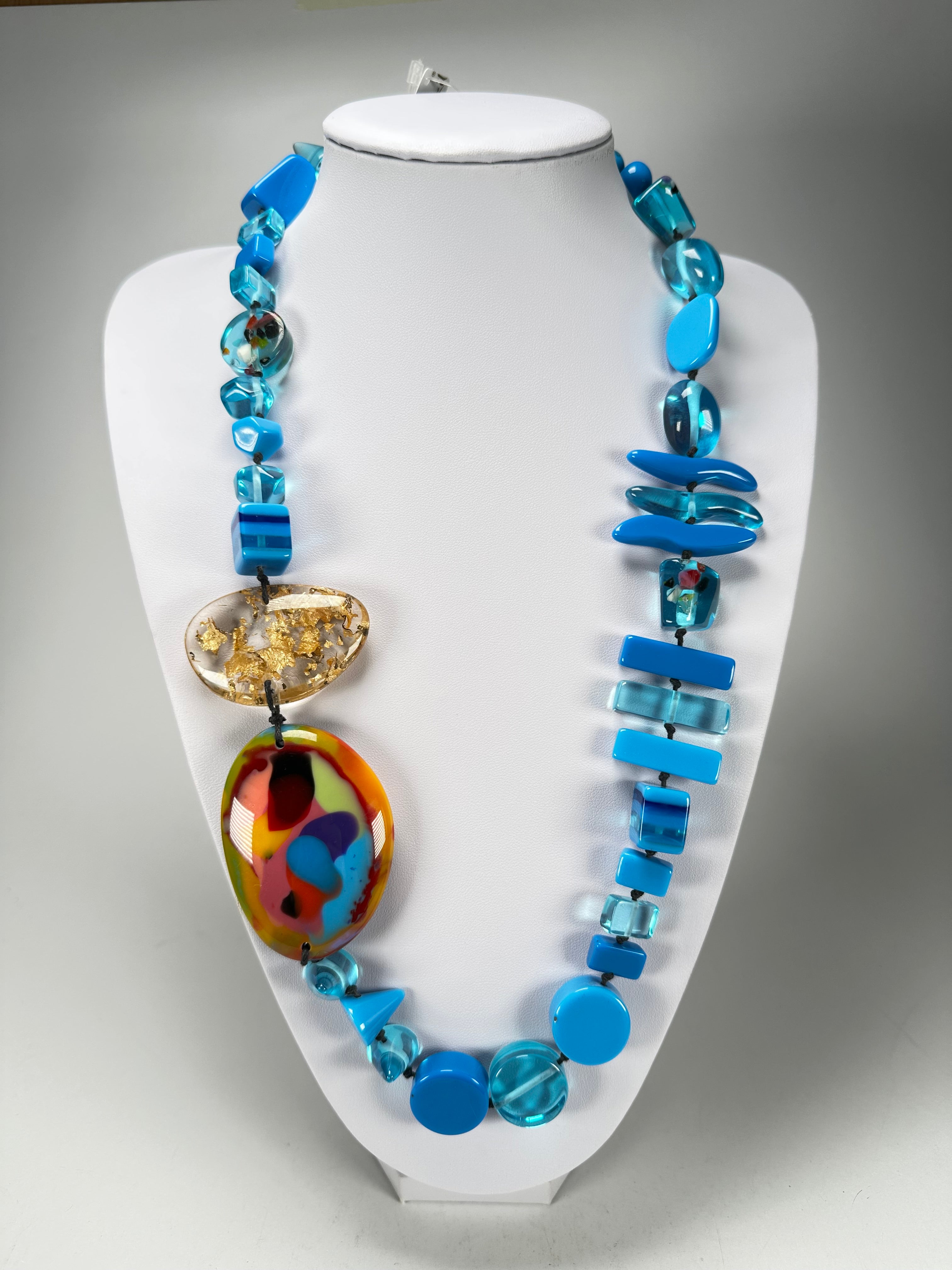 Jackie Brazil "Fusion" Light Blue Mix Long 110cm Bead Necklace ( N0040 )