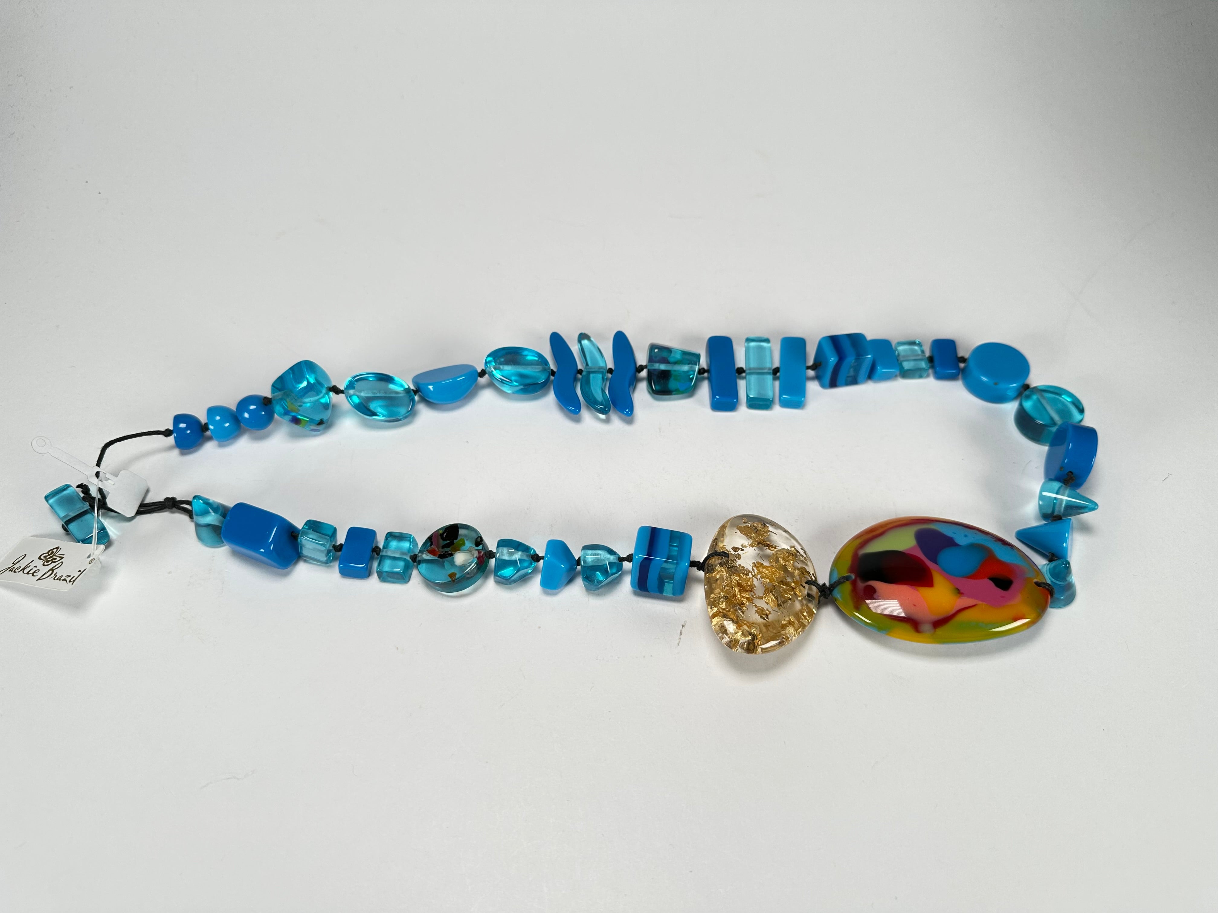 Jackie Brazil "Fusion" Light Blue Mix Long 110cm Bead Necklace ( N0040 )