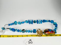 Jackie Brazil "Fusion" Light Blue Mix Long 110cm Bead Necklace ( N0040 )