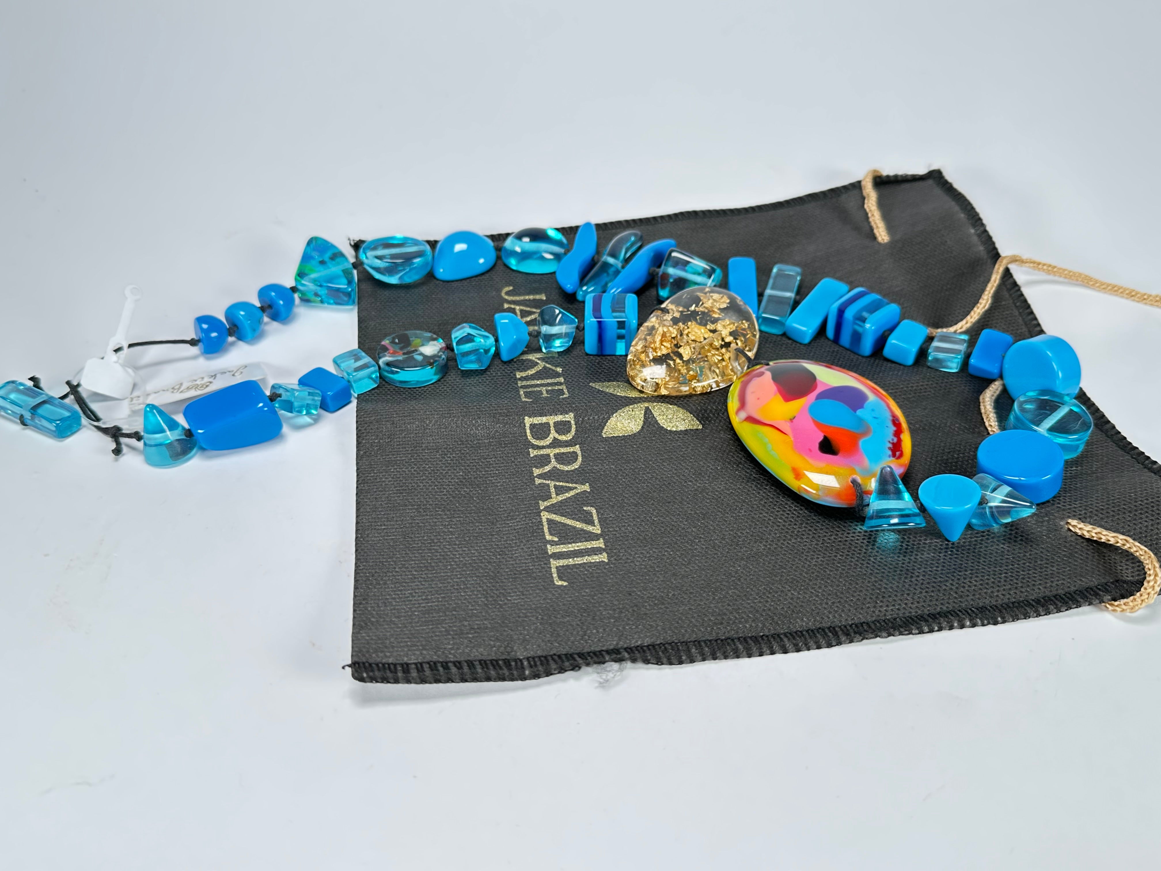 Jackie Brazil "Fusion" Light Blue Mix Long 110cm Bead Necklace ( N0040 )