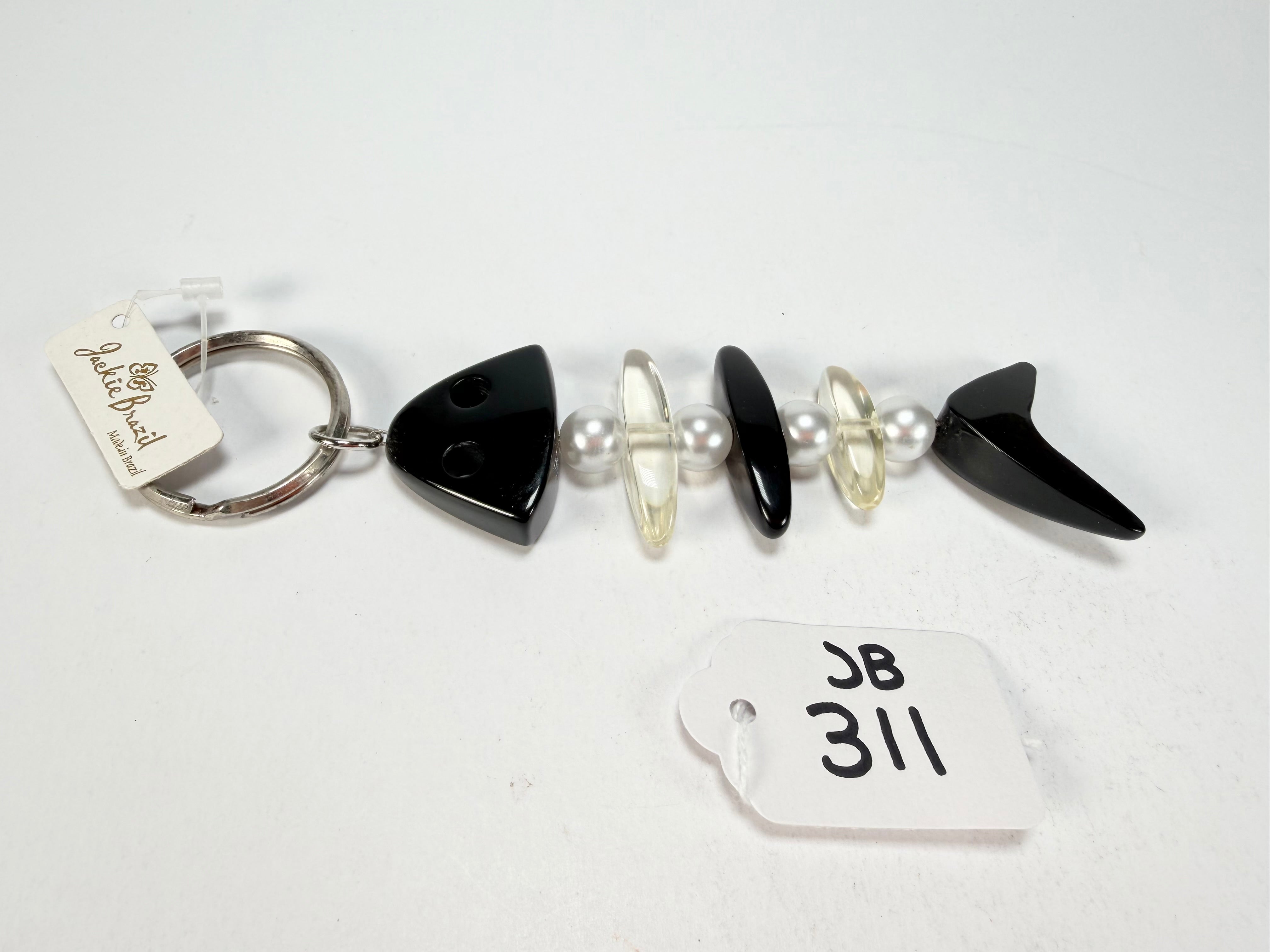 Jackie Brazil "Black & Crystal" Mix Beads Resin Keyring ( K0179 )