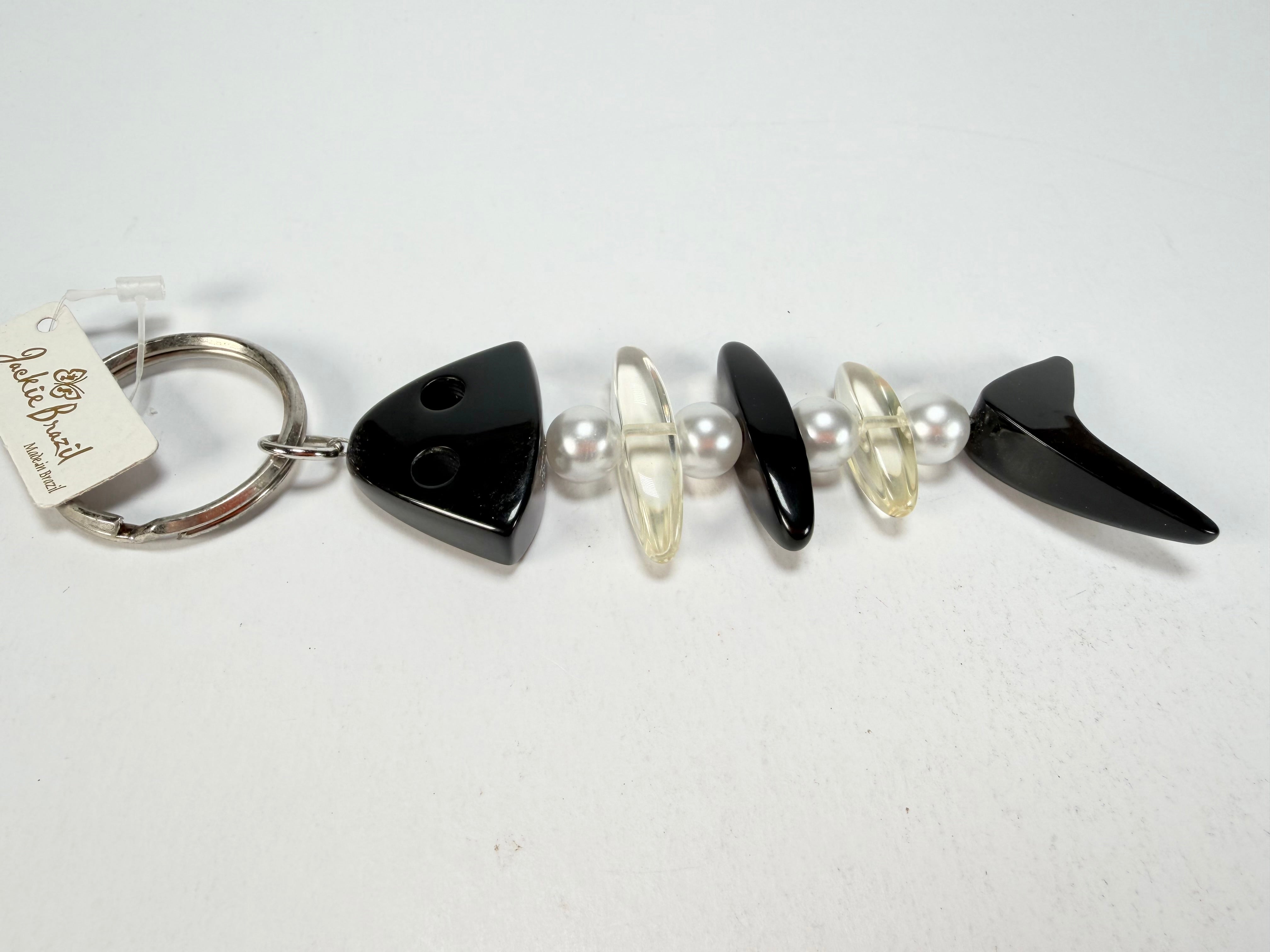 Jackie Brazil "Black & Crystal" Mix Beads Resin Keyring ( K0179 )