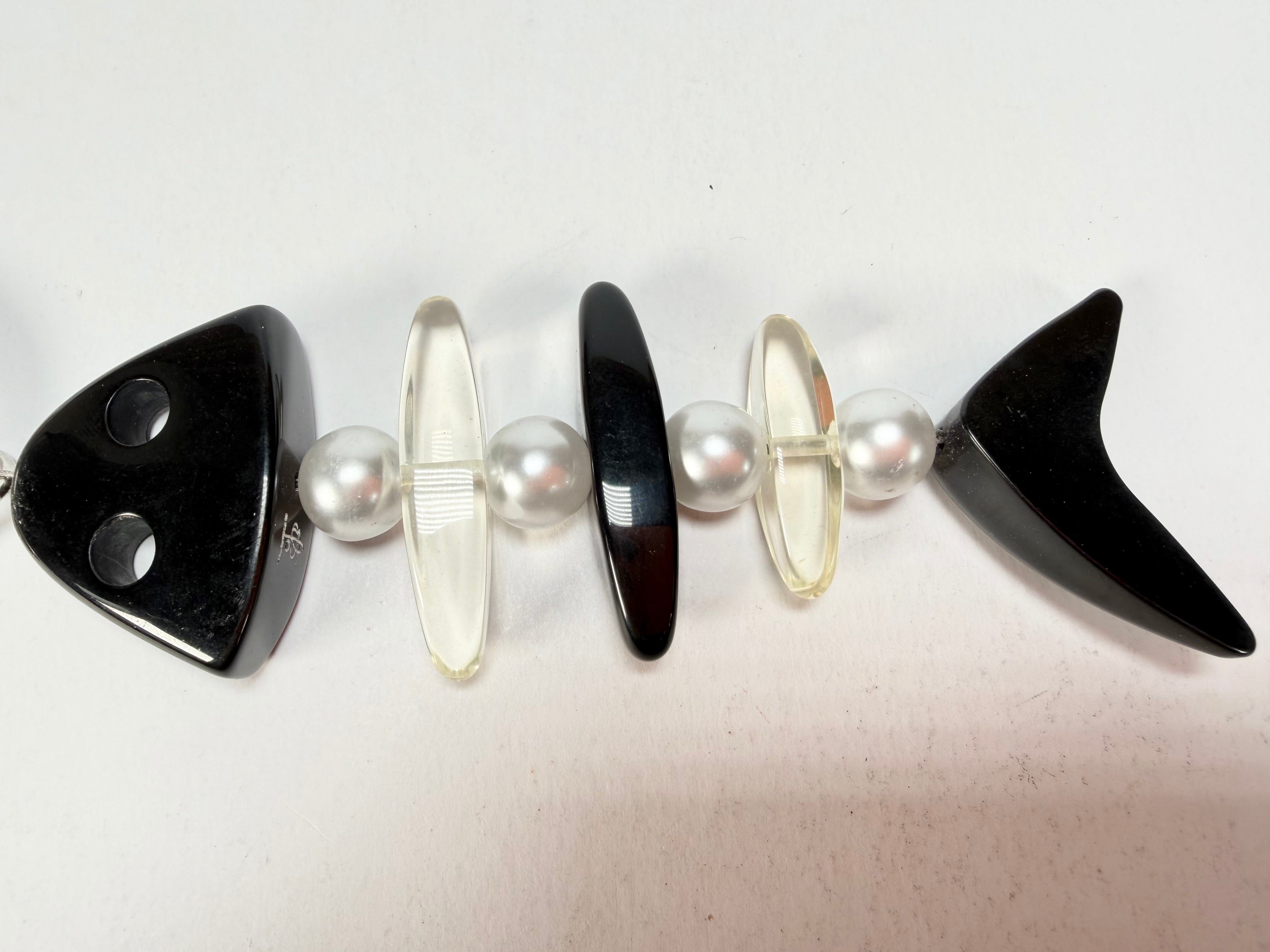 Jackie Brazil "Black & Crystal" Mix Beads Resin Keyring ( K0179 )