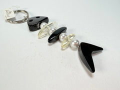 Jackie Brazil "Black & Crystal" Mix Beads Resin Keyring ( K0179 )