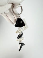 Jackie Brazil "Black & Crystal" Mix Beads Resin Keyring ( K0179 )