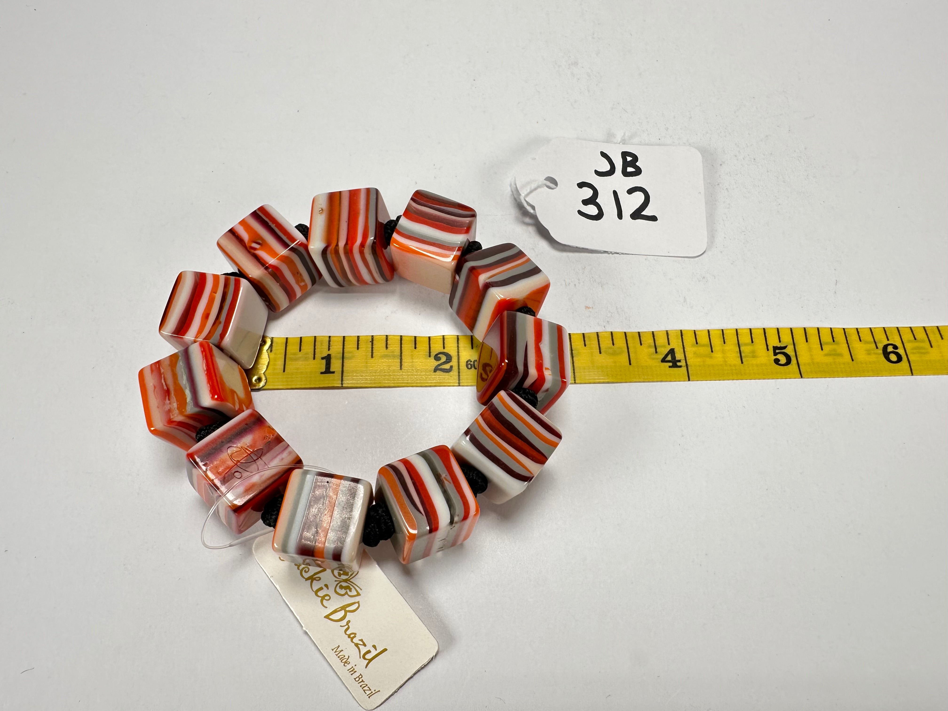 Jackie Brazil "POP" Liquorice Orange Mix Small Cubes Bracelet ( B0224 )