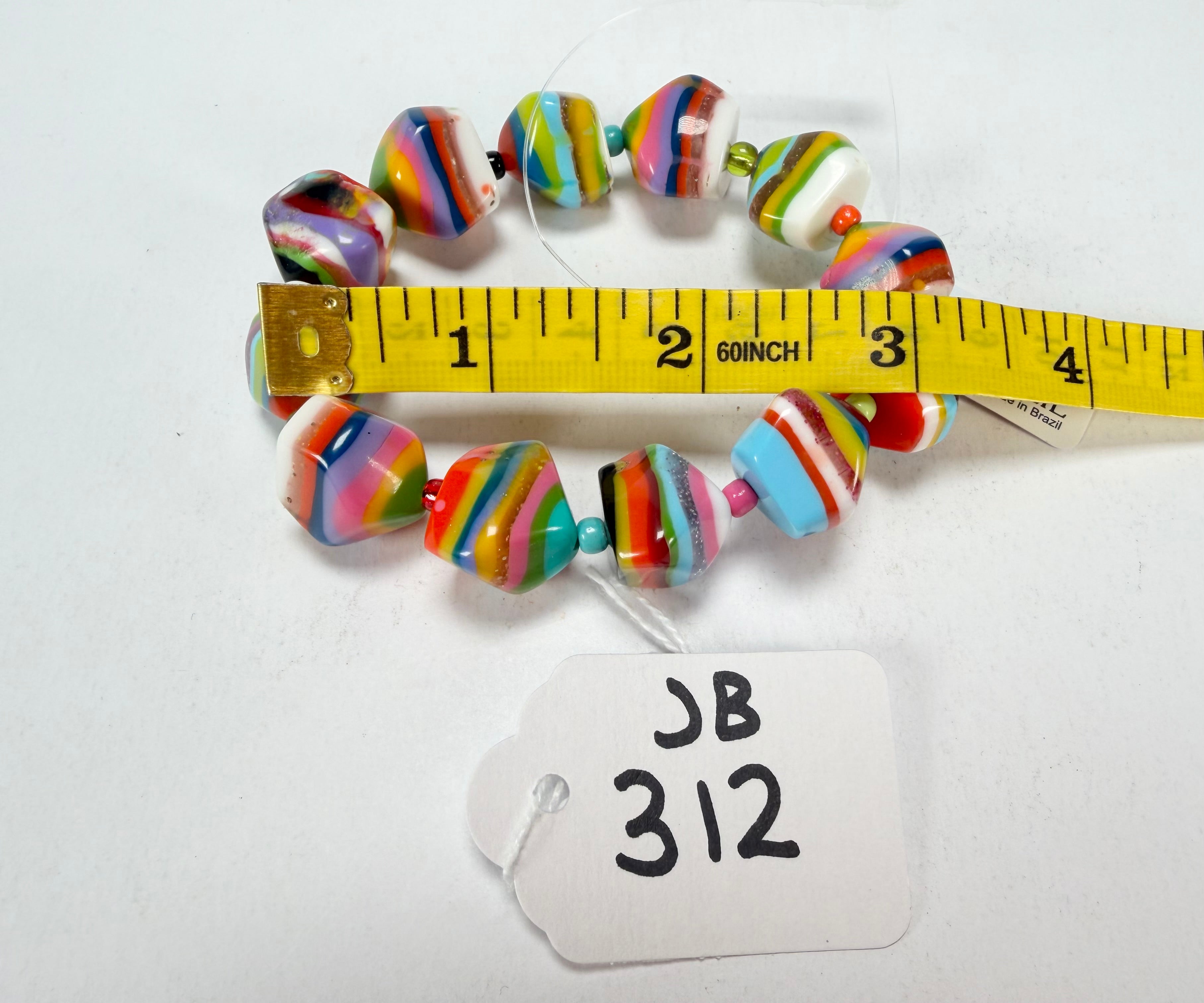 Jackie Brazil "Camille" Liquorice Stripes x Kandinsky Small Stones Resin Bracelet ( B0930 )