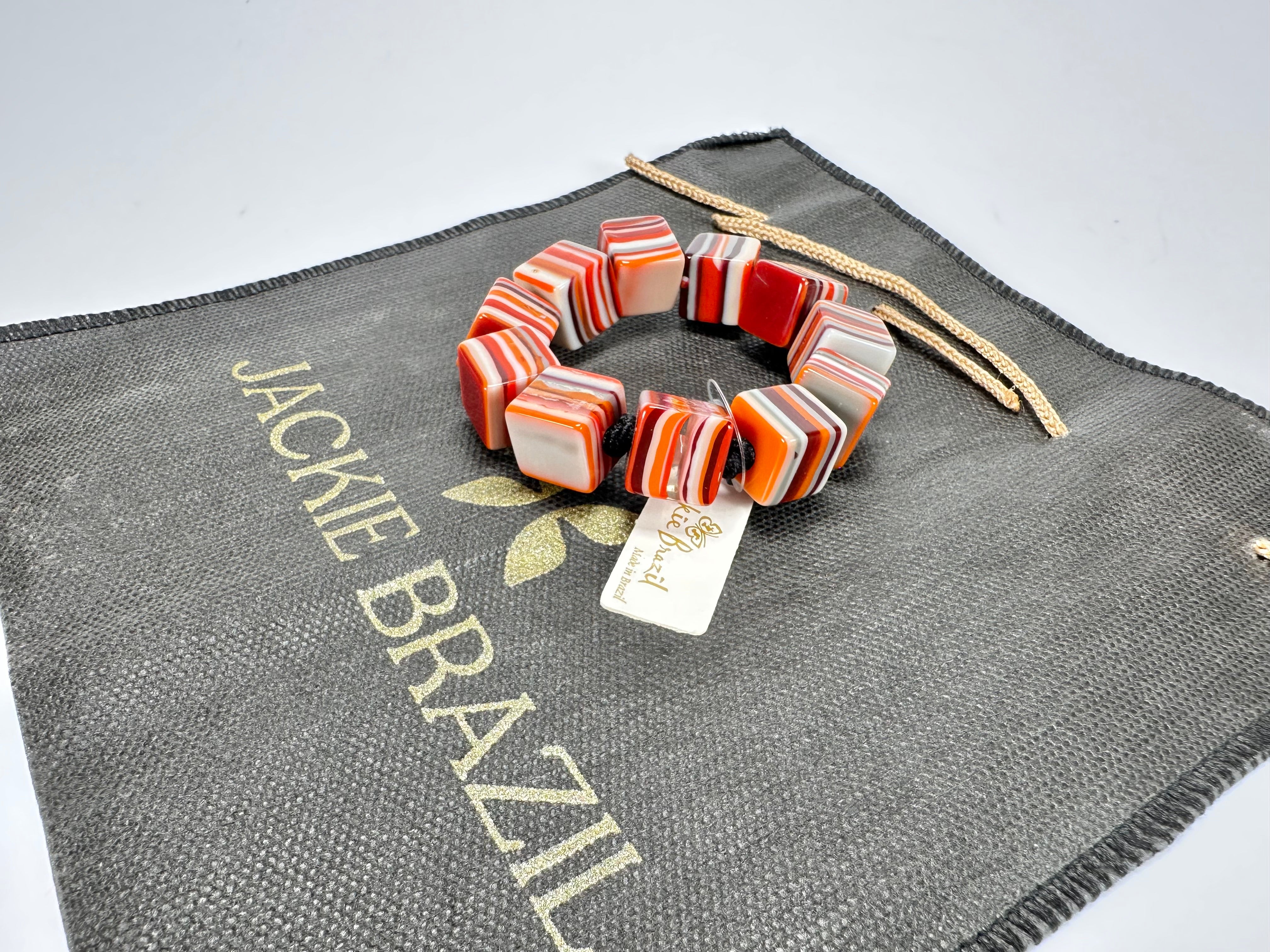 Jackie Brazil "POP" Liquorice Orange Mix Small Cubes Bracelet ( B0224 )