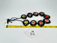 Jackie Brazil "Saturn" Black & Kandinsky Disk and Cylinder On String Short 50cm Necklace ( N0060 )