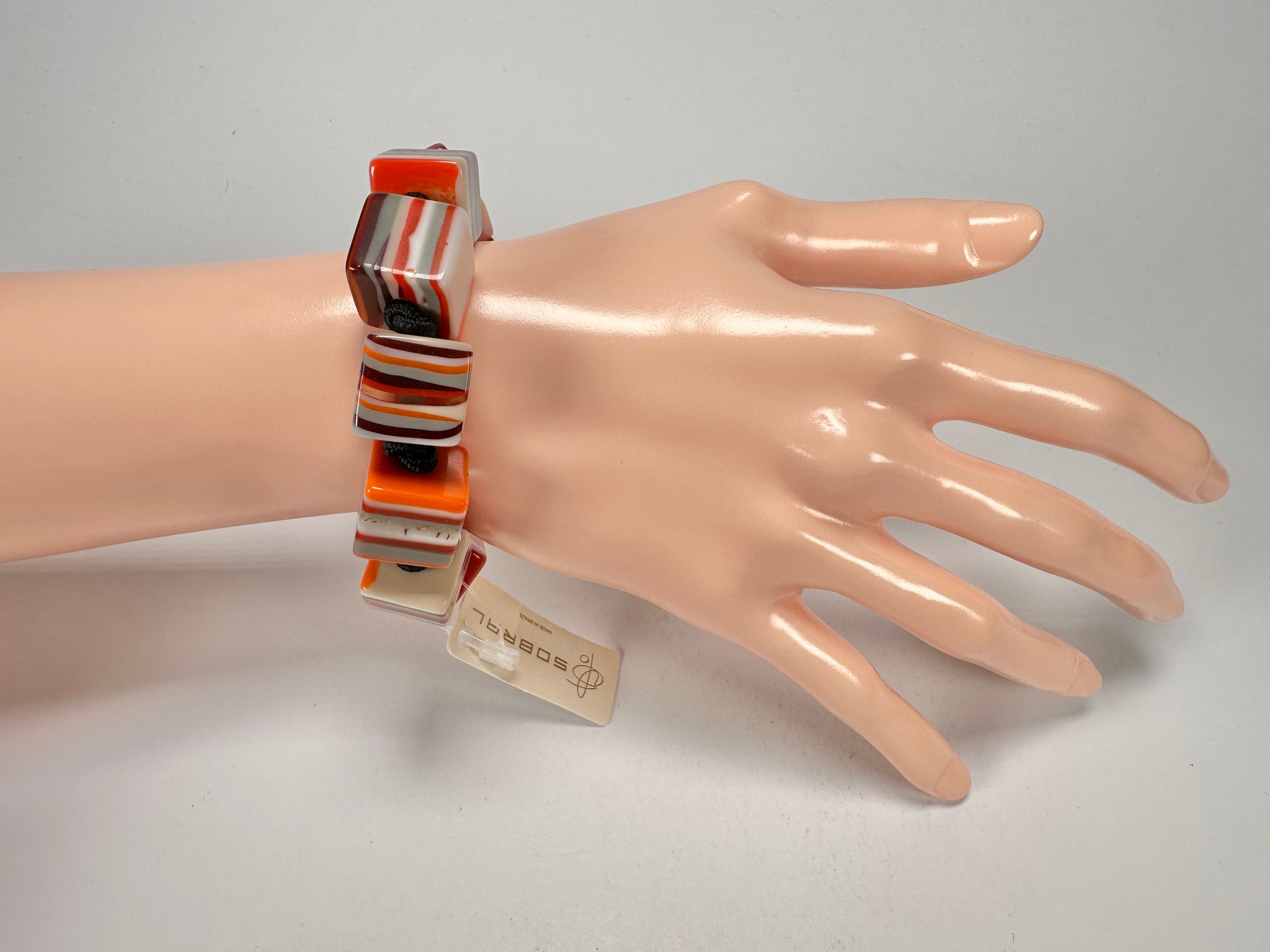 Jackie Brazil "POP" Liquorice Orange Mix Small Cubes Bracelet ( B0224 )