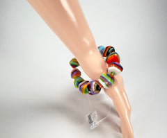 Jackie Brazil "Camille" Liquorice Stripes x Kandinsky Small Stones Resin Bracelet ( B0930 )