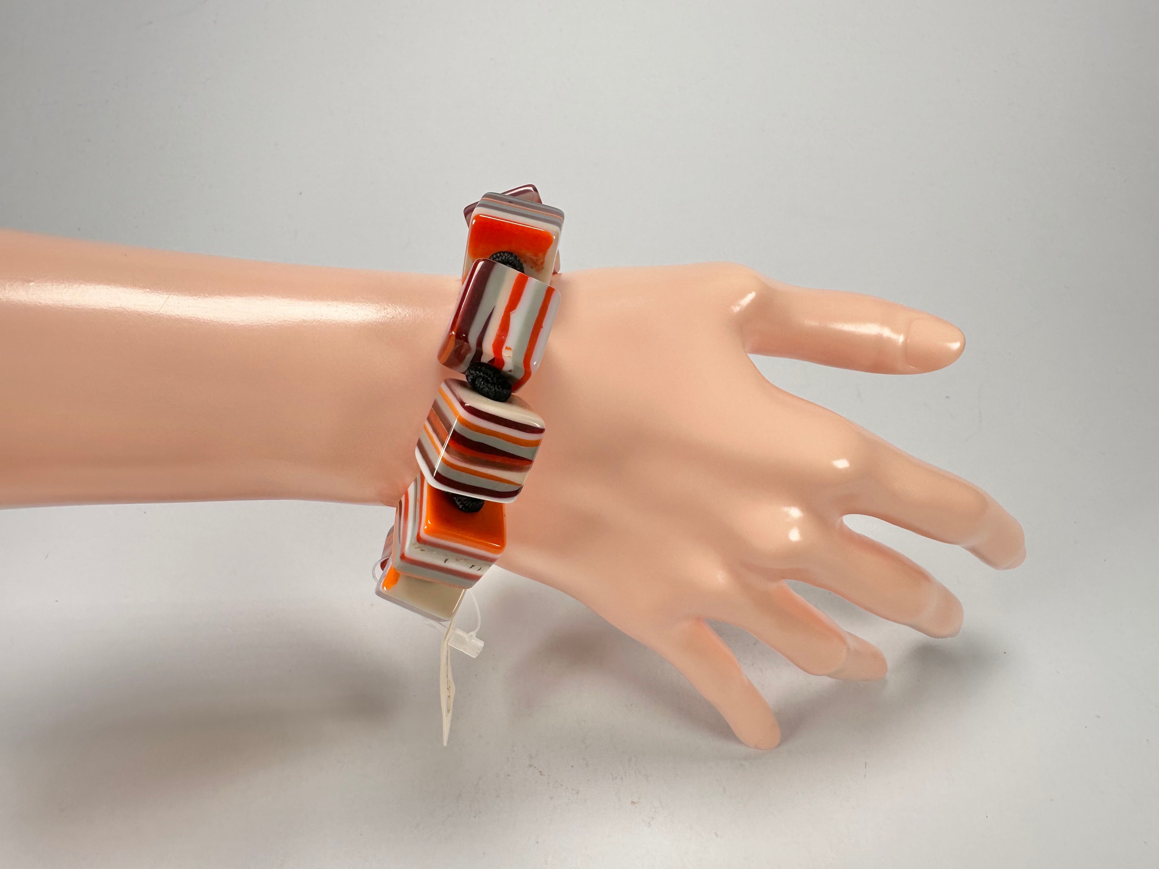 Jackie Brazil "POP" Liquorice Orange Mix Small Cubes Bracelet ( B0224 )