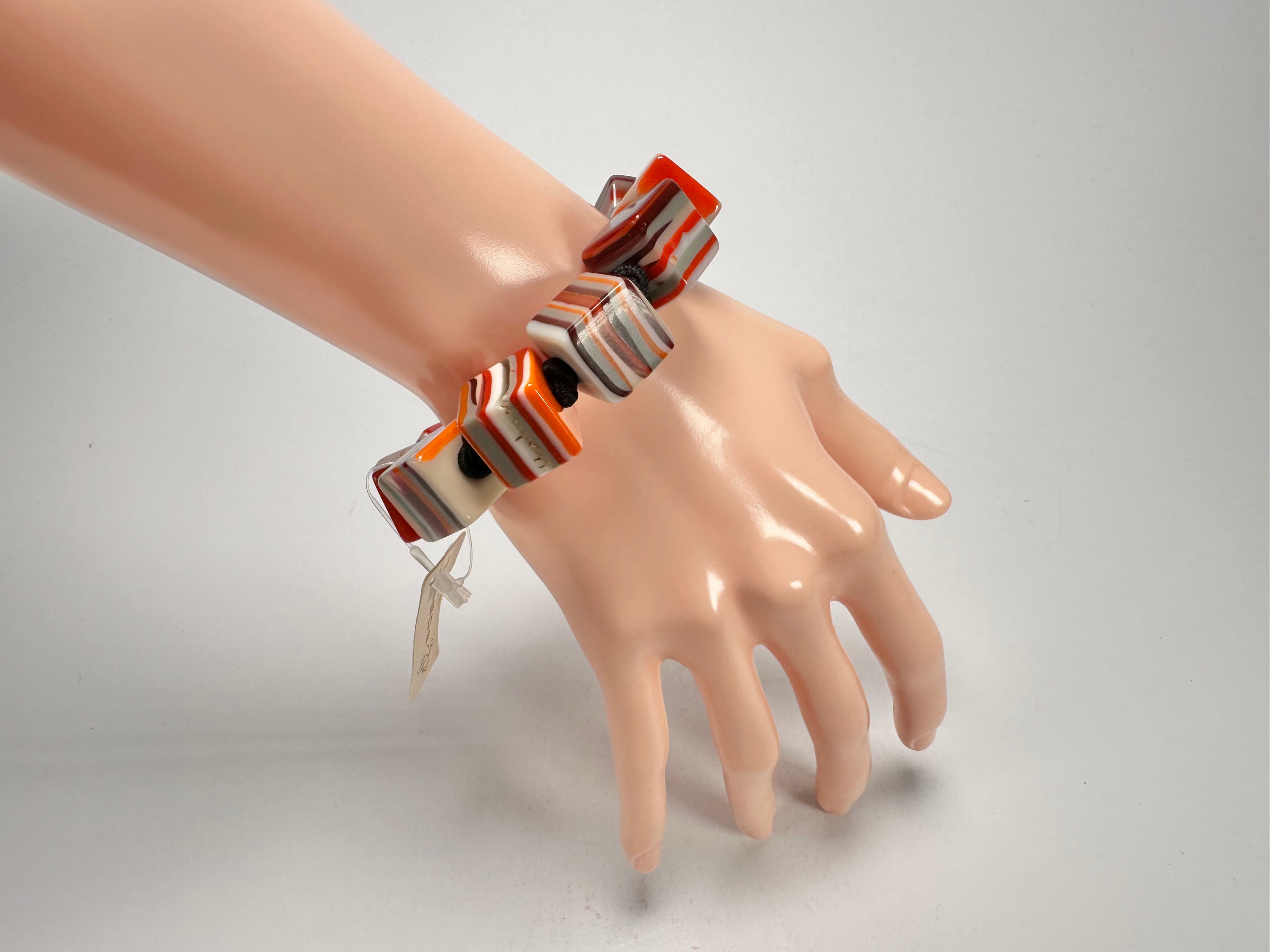 Jackie Brazil "POP" Liquorice Orange Mix Small Cubes Bracelet ( B0224 )