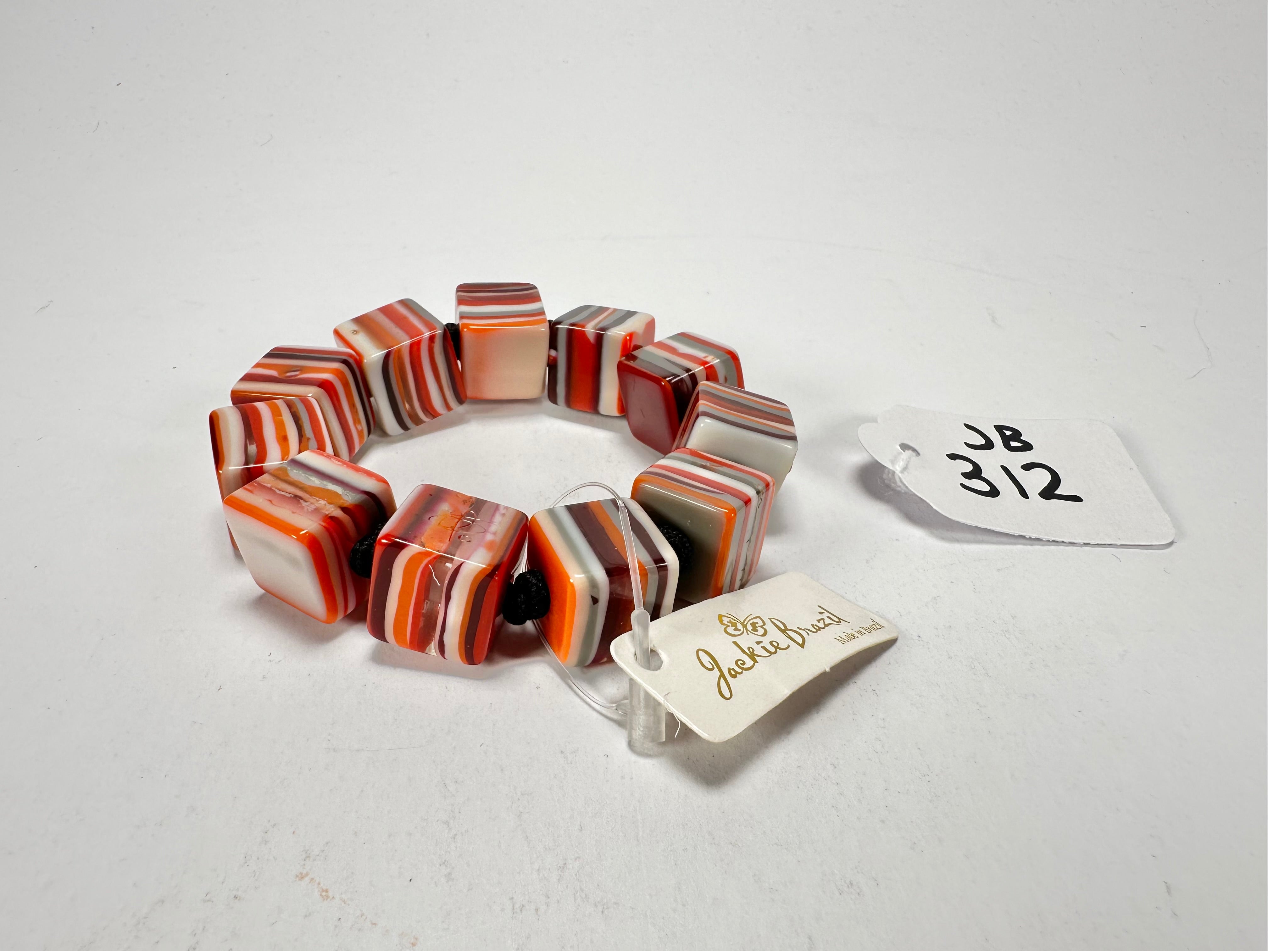 Jackie Brazil "POP" Liquorice Orange Mix Small Cubes Bracelet ( B0224 )