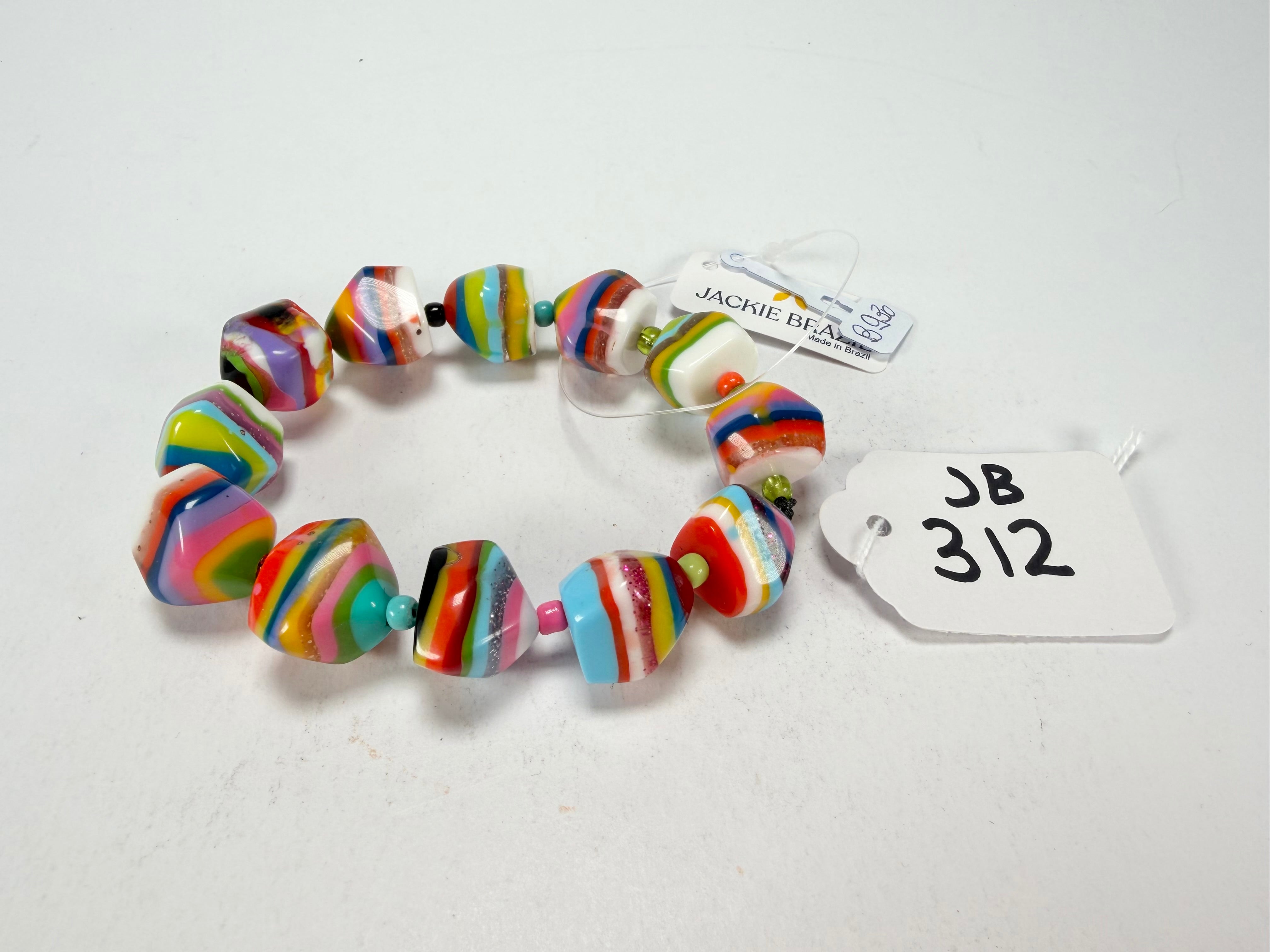 Jackie Brazil "Camille" Liquorice Stripes x Kandinsky Small Stones Resin Bracelet ( B0930 )