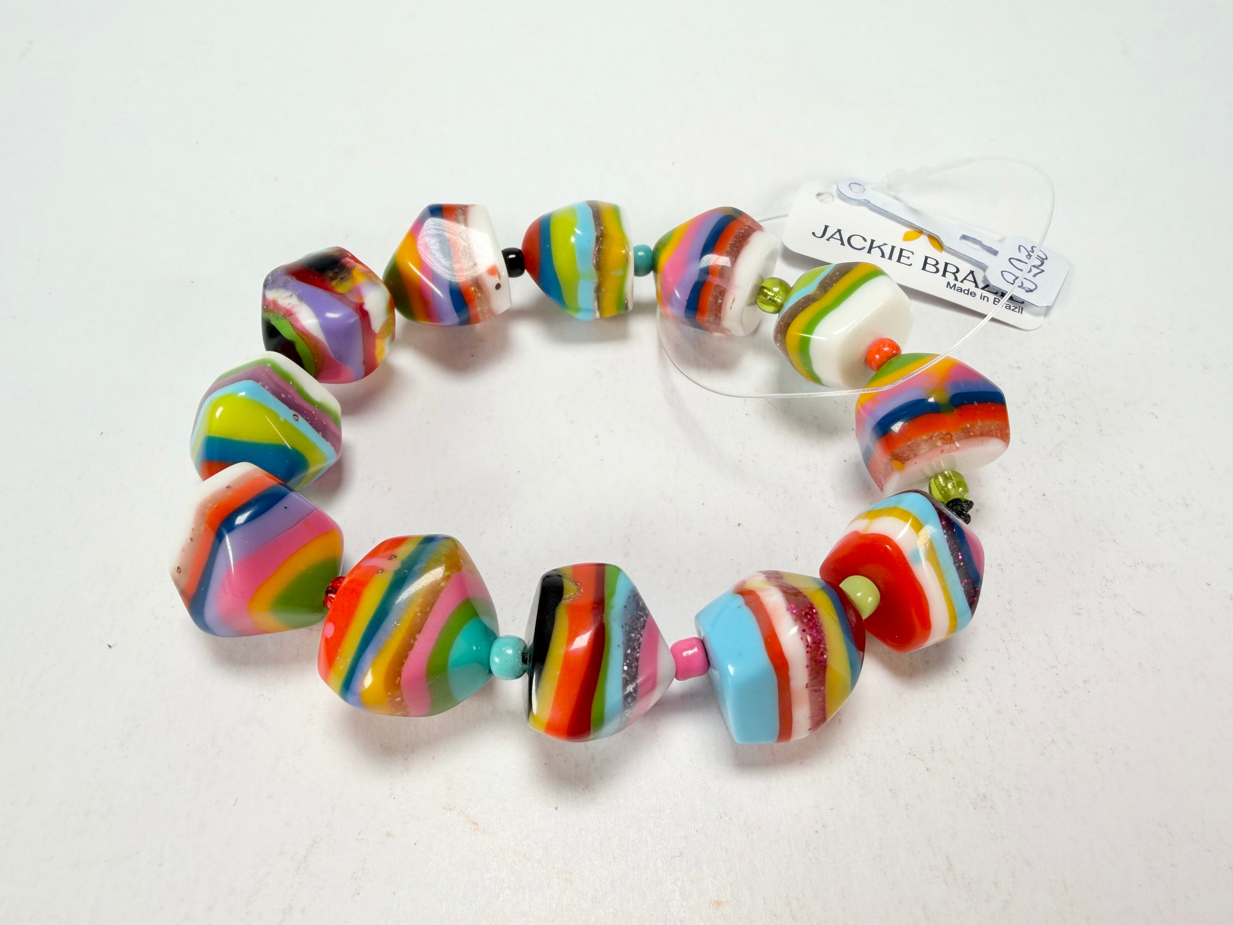 Jackie Brazil "Camille" Liquorice Stripes x Kandinsky Small Stones Resin Bracelet ( B0930 )