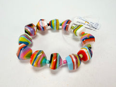 Jackie Brazil "Camille" Liquorice Stripes x Kandinsky Small Stones Resin Bracelet ( B0930 )